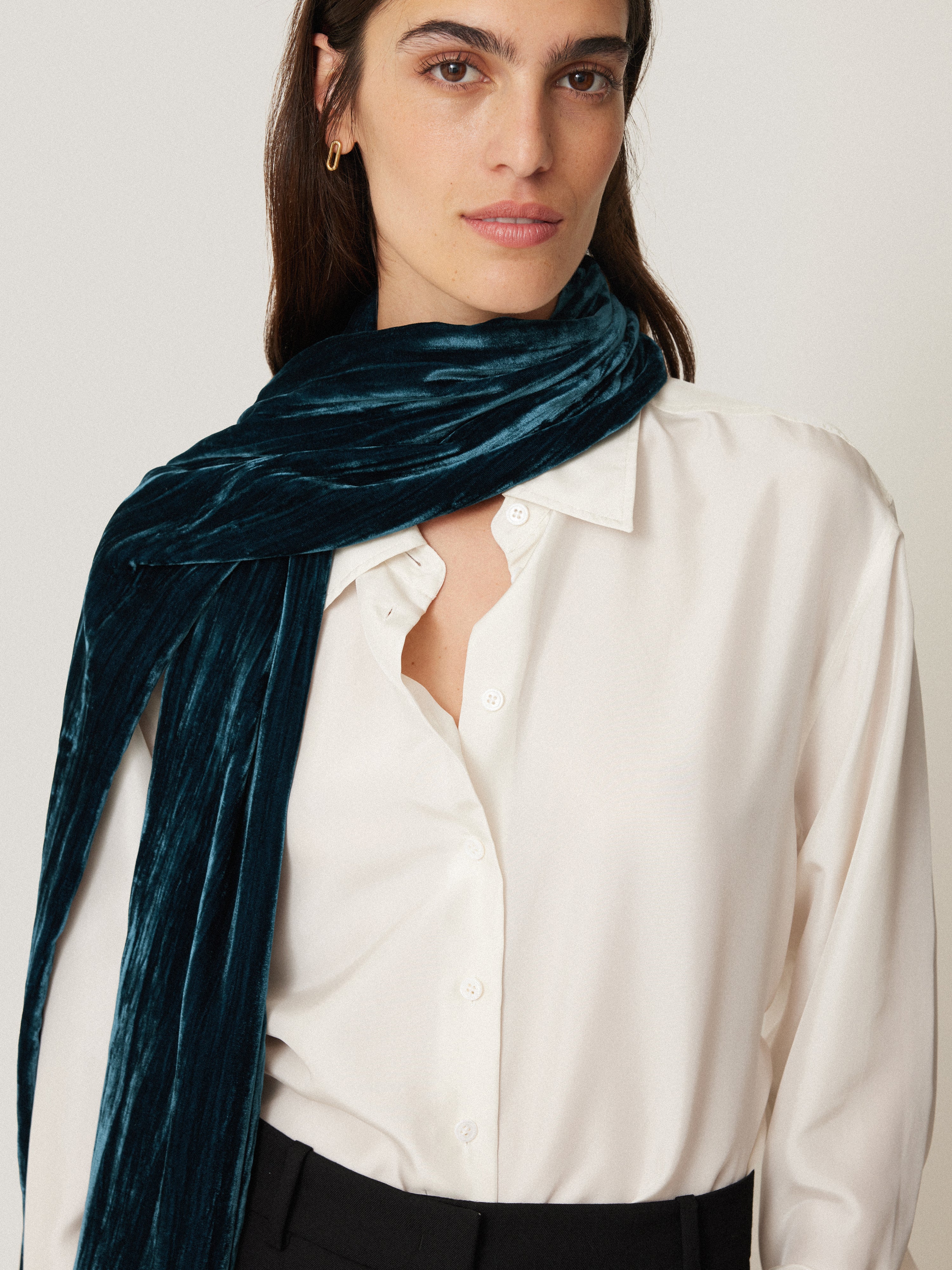 Plisse Velvet Scarf | Teal - Image 3
