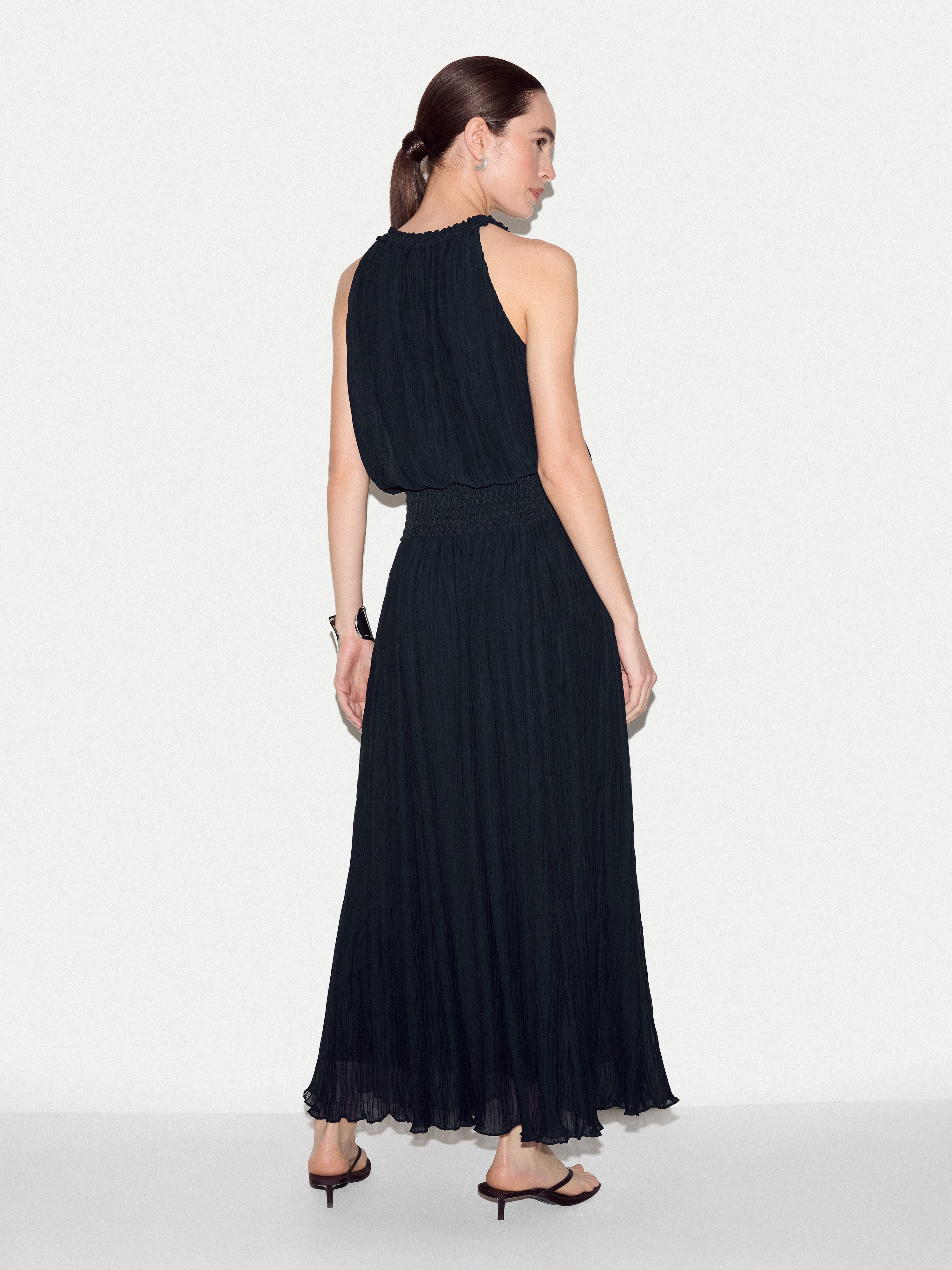 Plisse Smocked Dress | Navy - Image 6