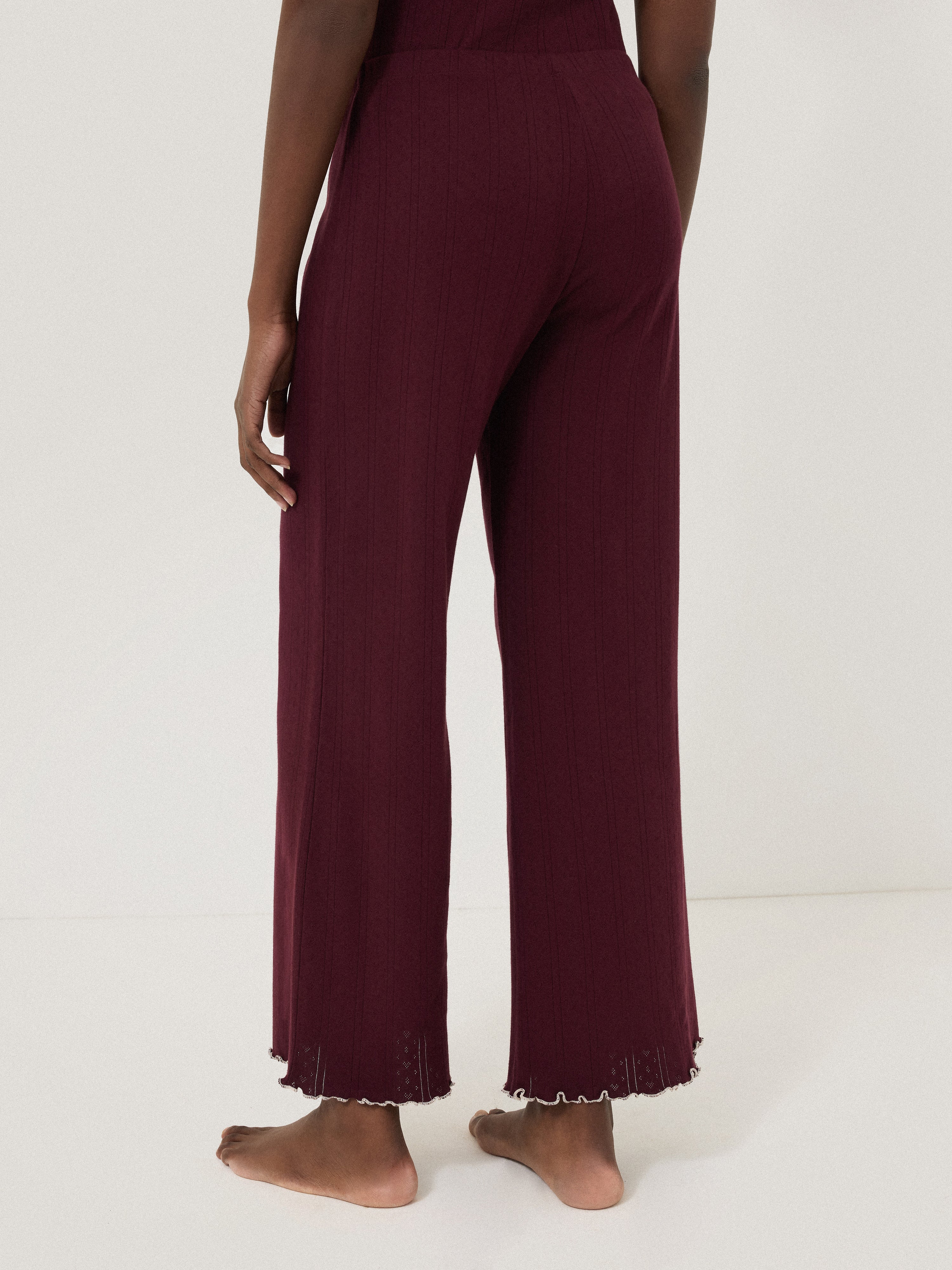 Pointelle Pyjama Trousers | Burgundy - Image 2