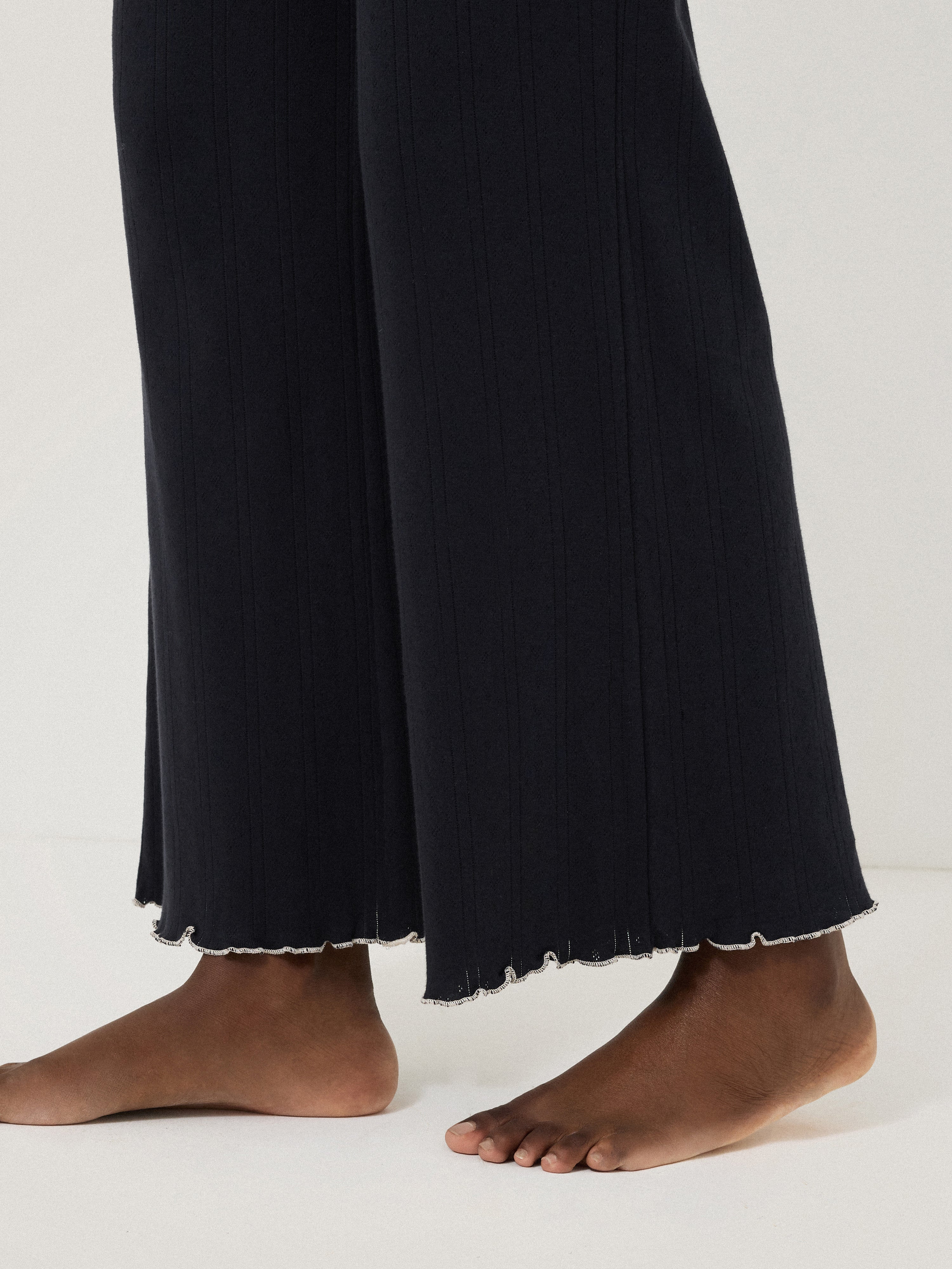 Pointelle Pyjama Trousers | Navy - Image 2