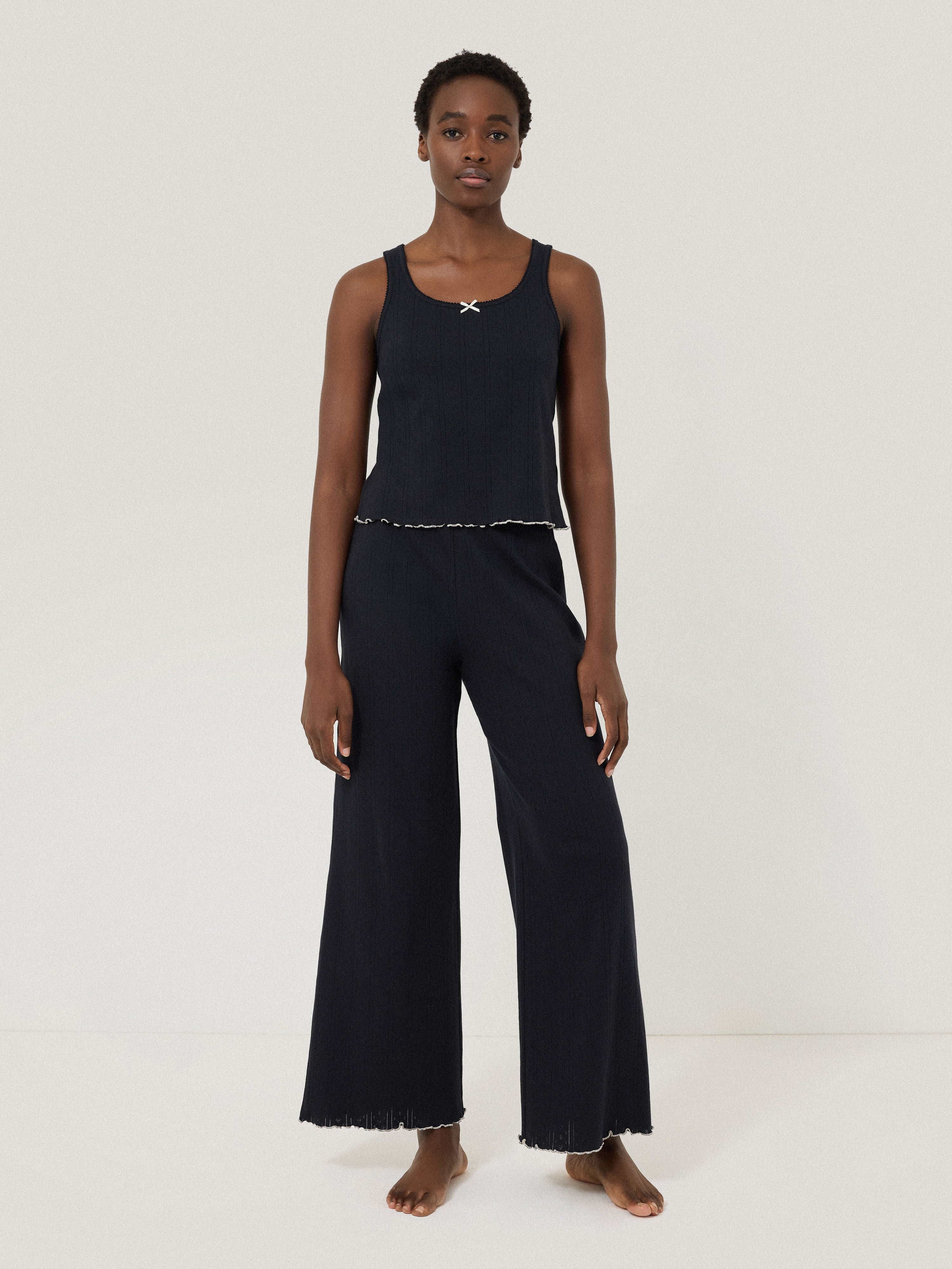 Pointelle Pyjama Trousers | Navy - Image 3