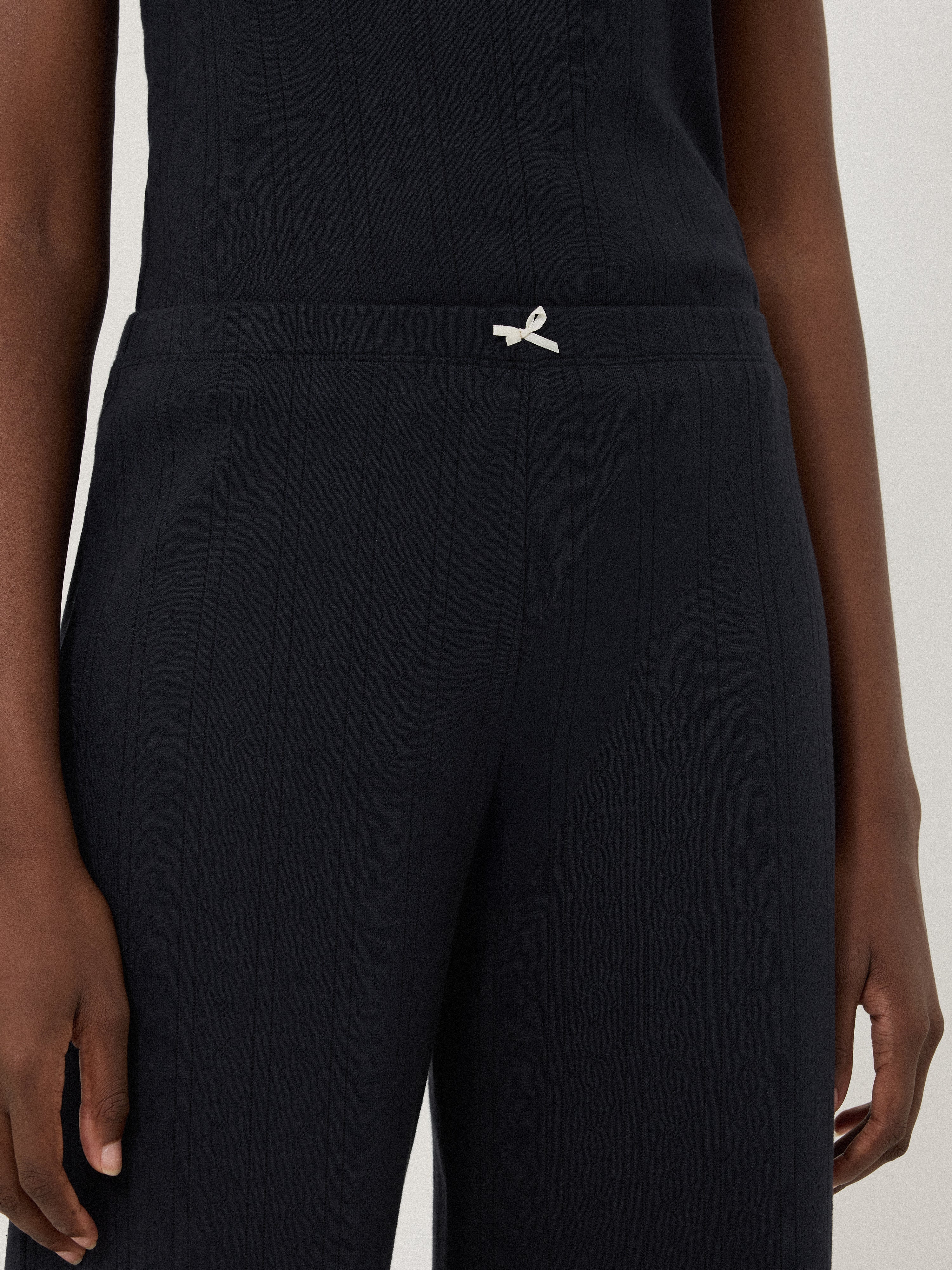 Pointelle Pyjama Trousers | Navy - Image 5