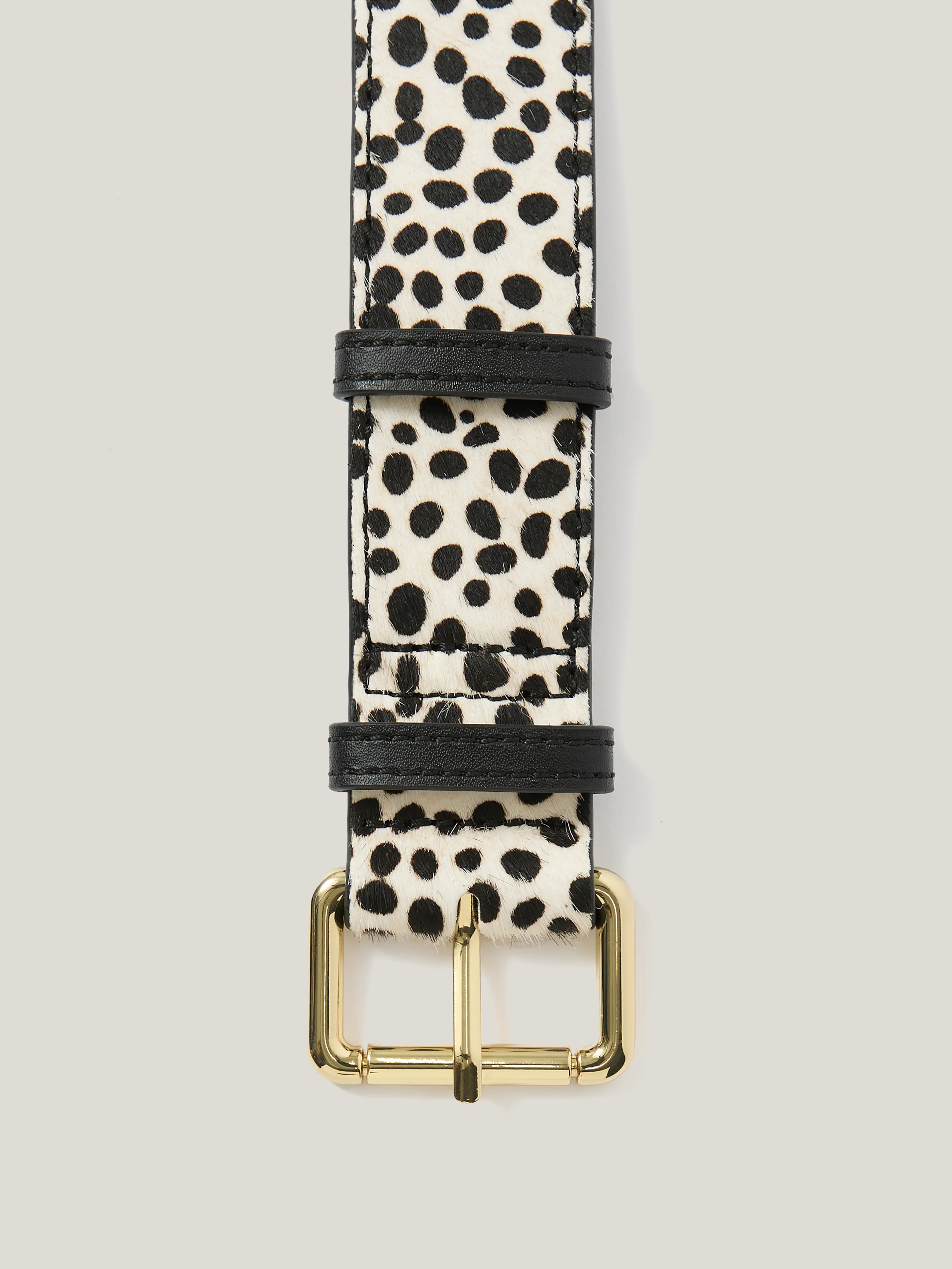 Polka Dot Calf Hair Belt | Monochrome