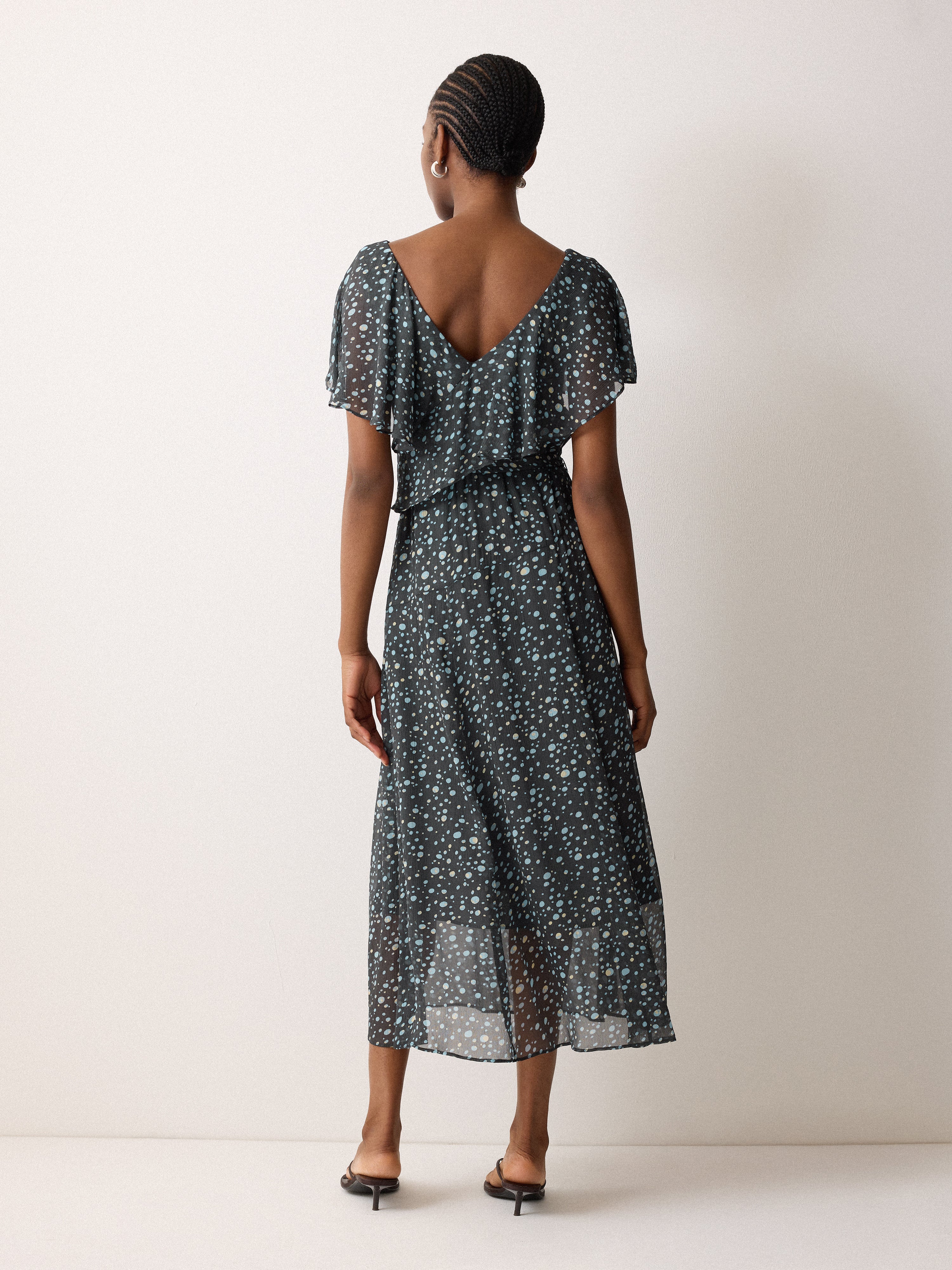 Polka Dot Chiffon Dress | Grey - Image 2