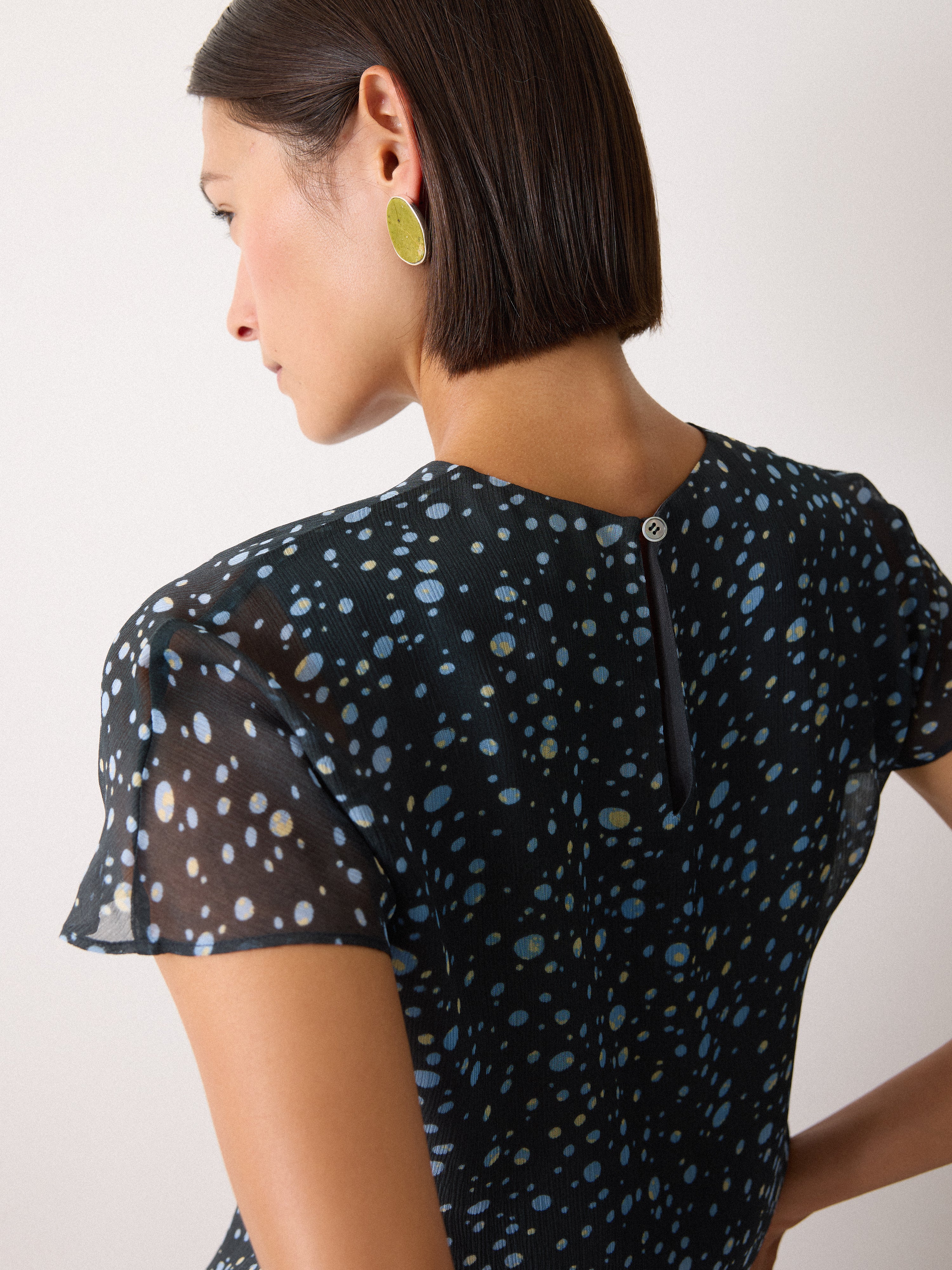 Polka Dot Chiffon Top | Grey - Image 2