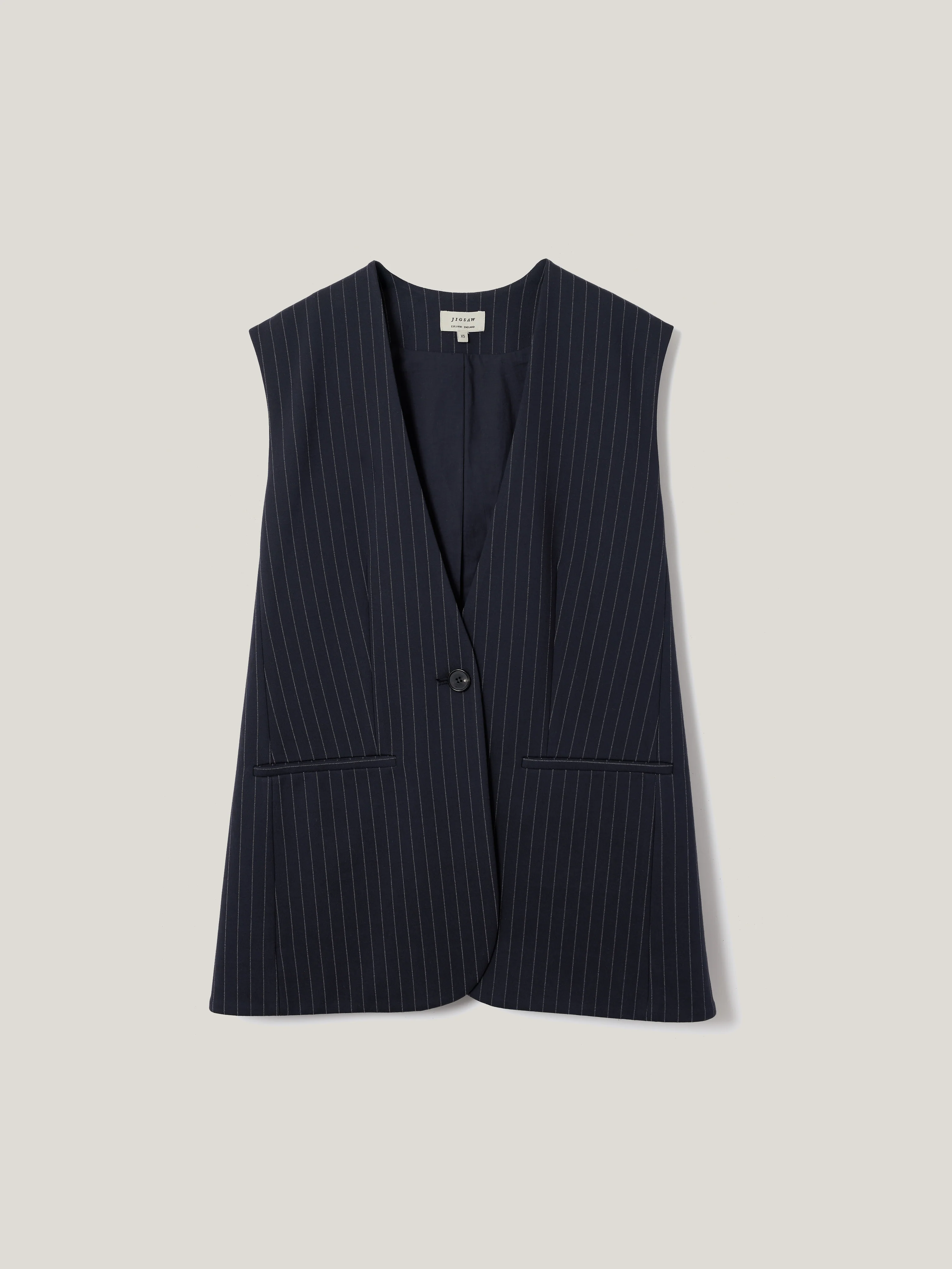 Ponte Pinstripe Waistcoat | Navy - Image 5