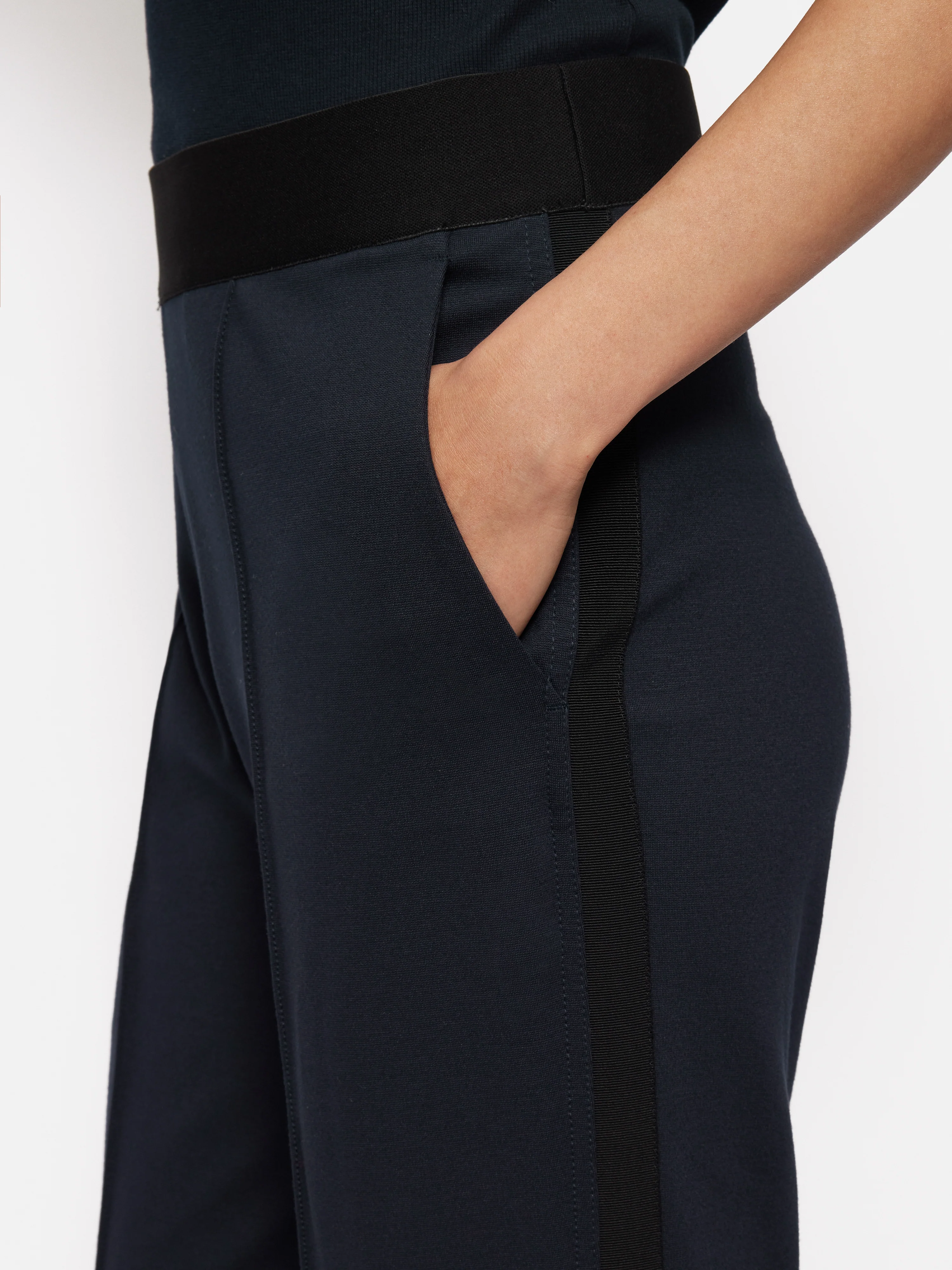 Ponte Trouser With Trim Detail | Navy - Image 2