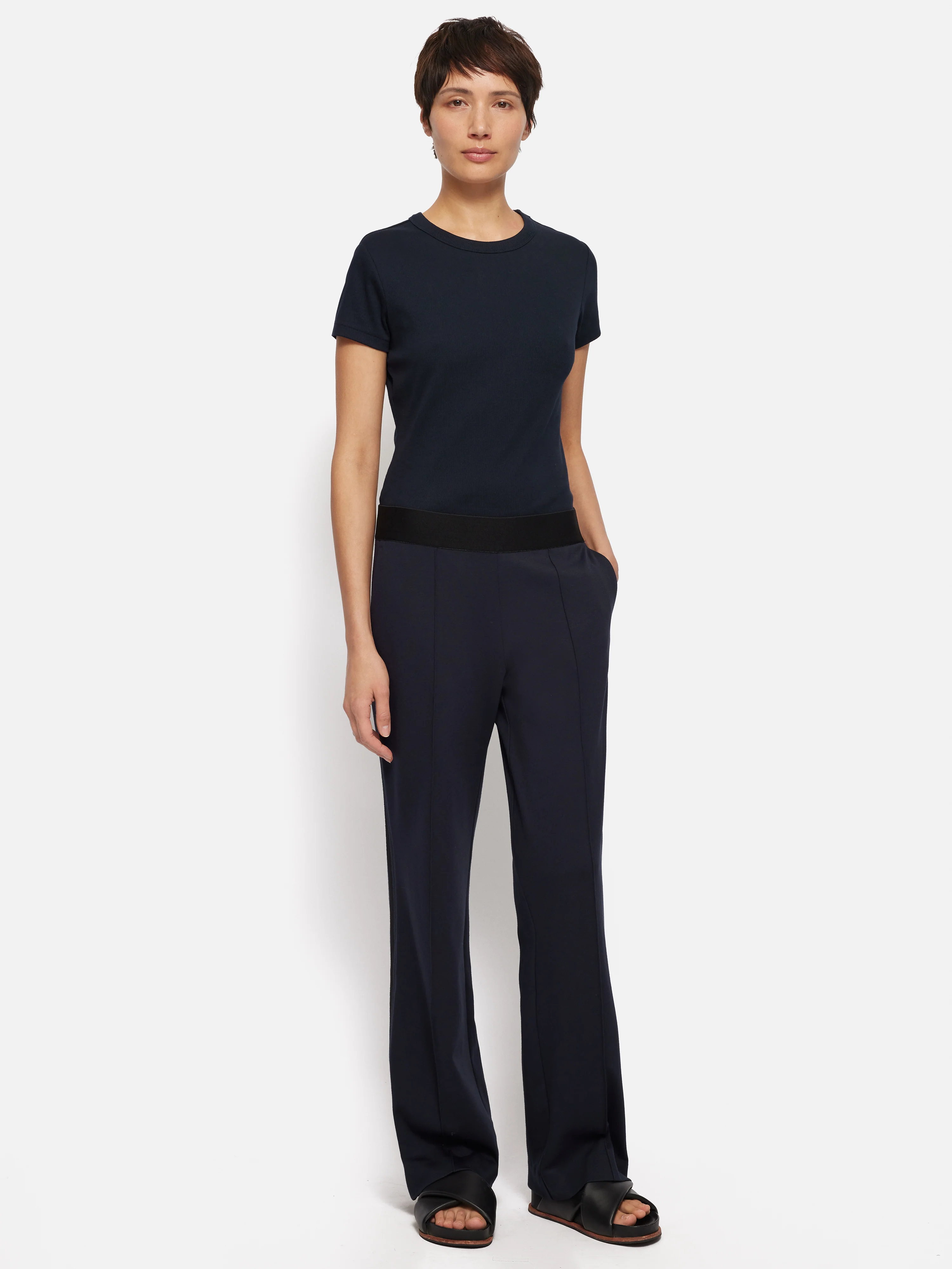 Ponte Trouser With Trim Detail | Navy - Image 3