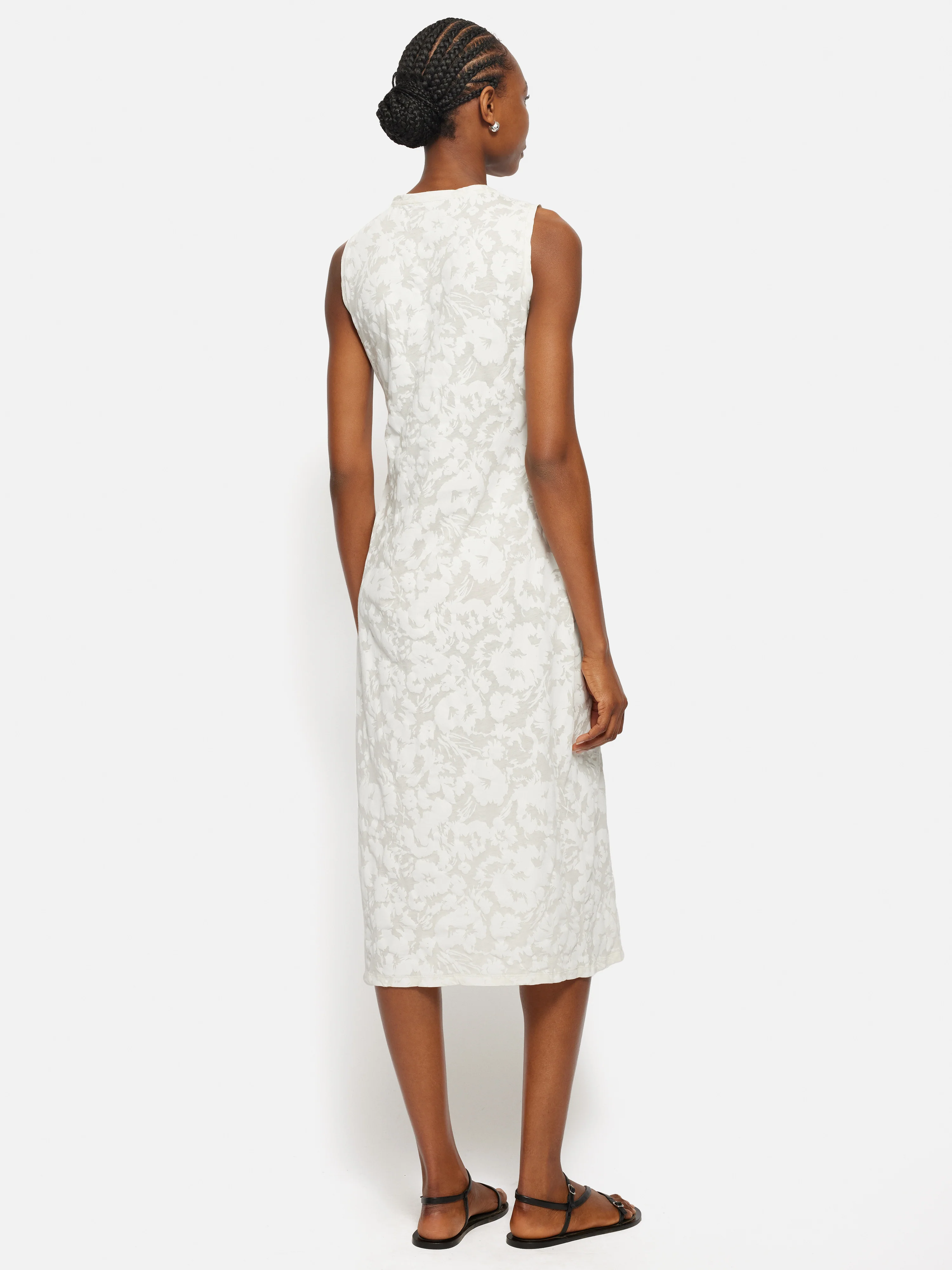 Printed Sheer Jersey Dress | White - Image 5