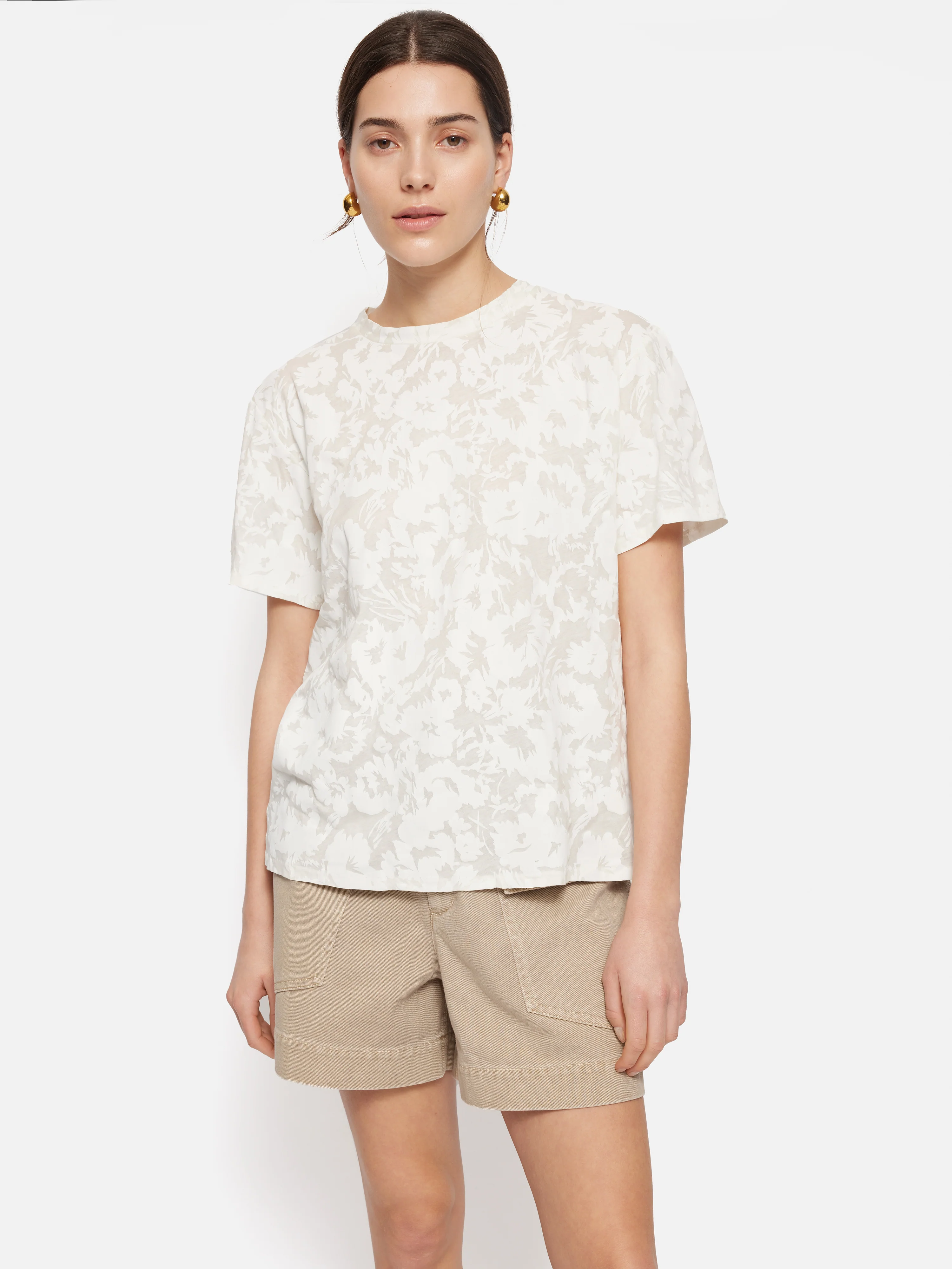 Printed Sheer Jersey Top | White - Image 6