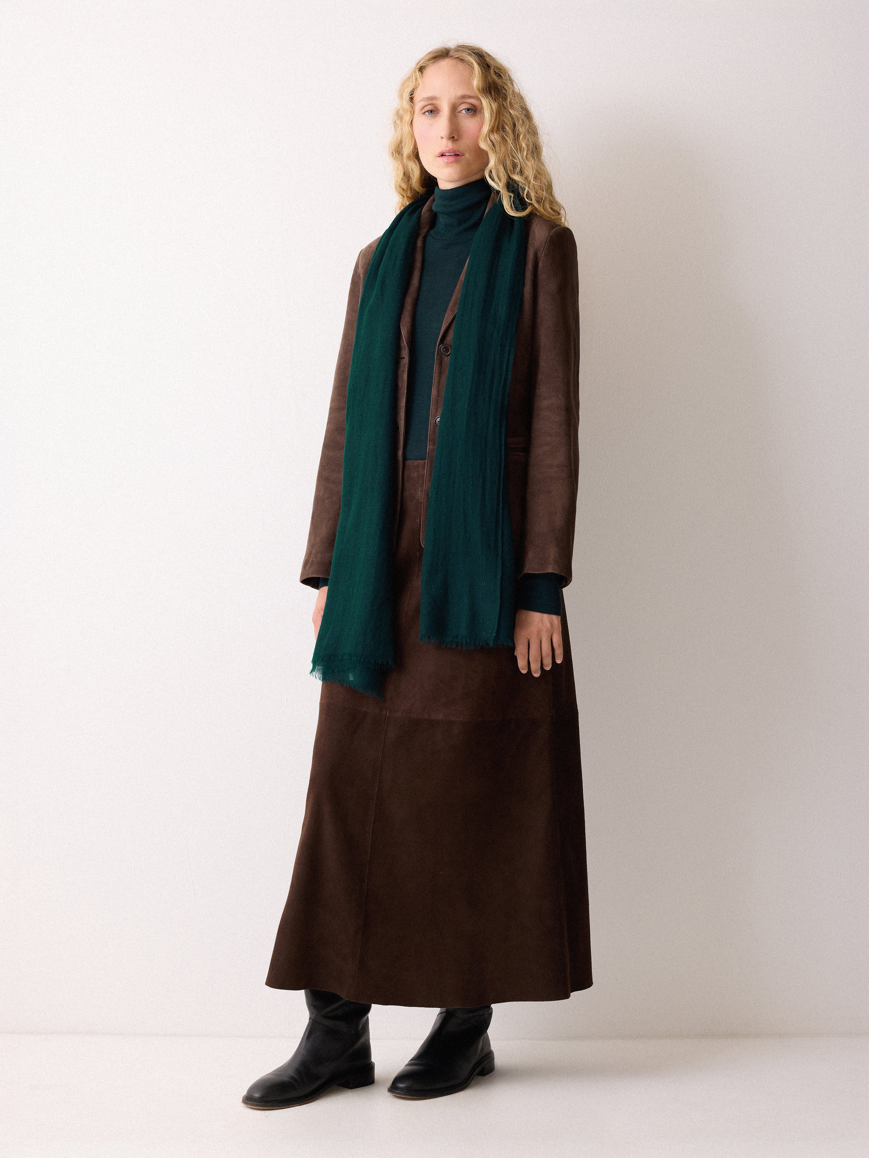 Pure Cashmere Gauze Scarf | Green