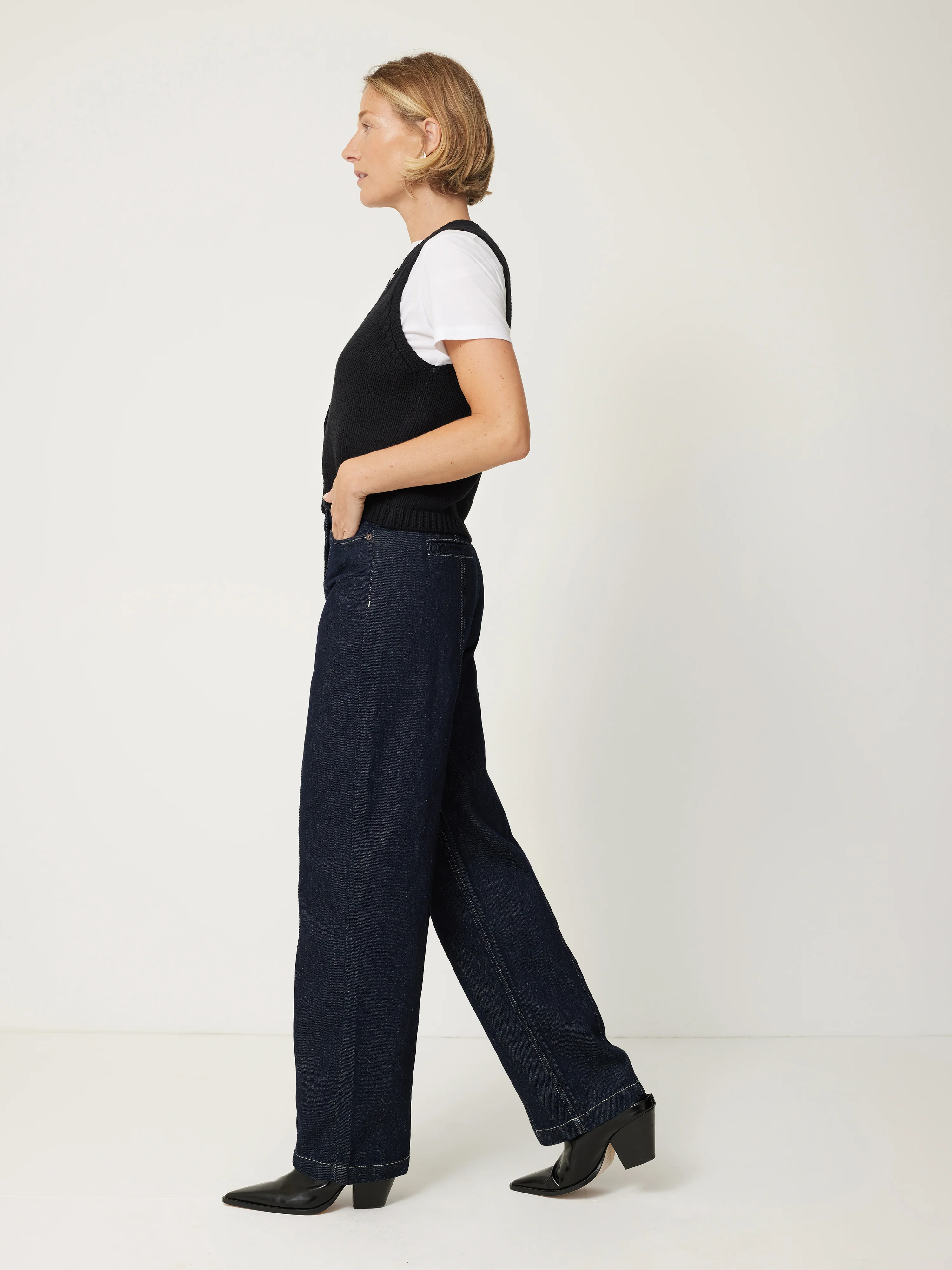 Pure Cotton Knitted Waistcoat | Black - Image 3