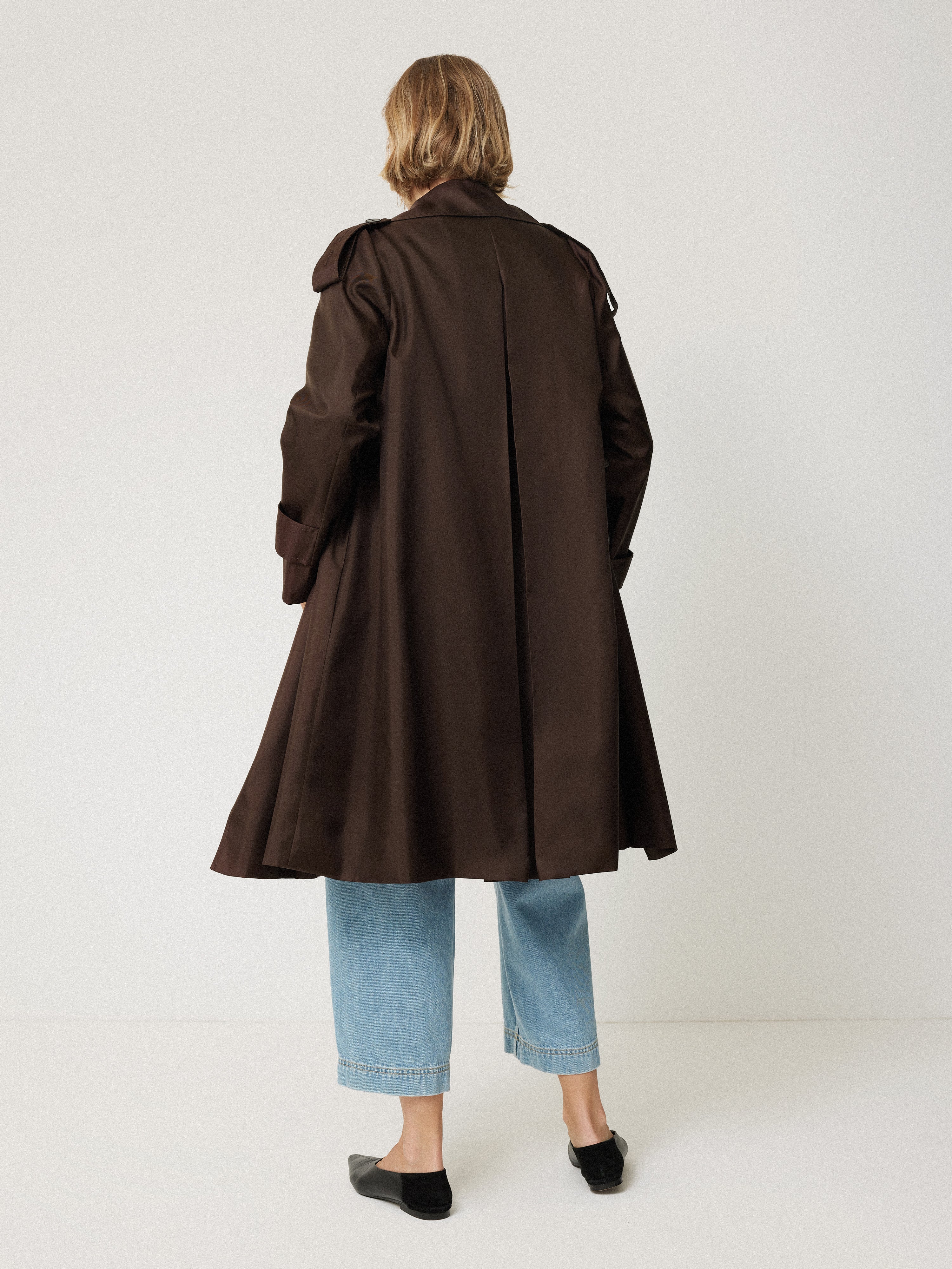 Pure Silk Trench Coat | Chocolate - Image 4
