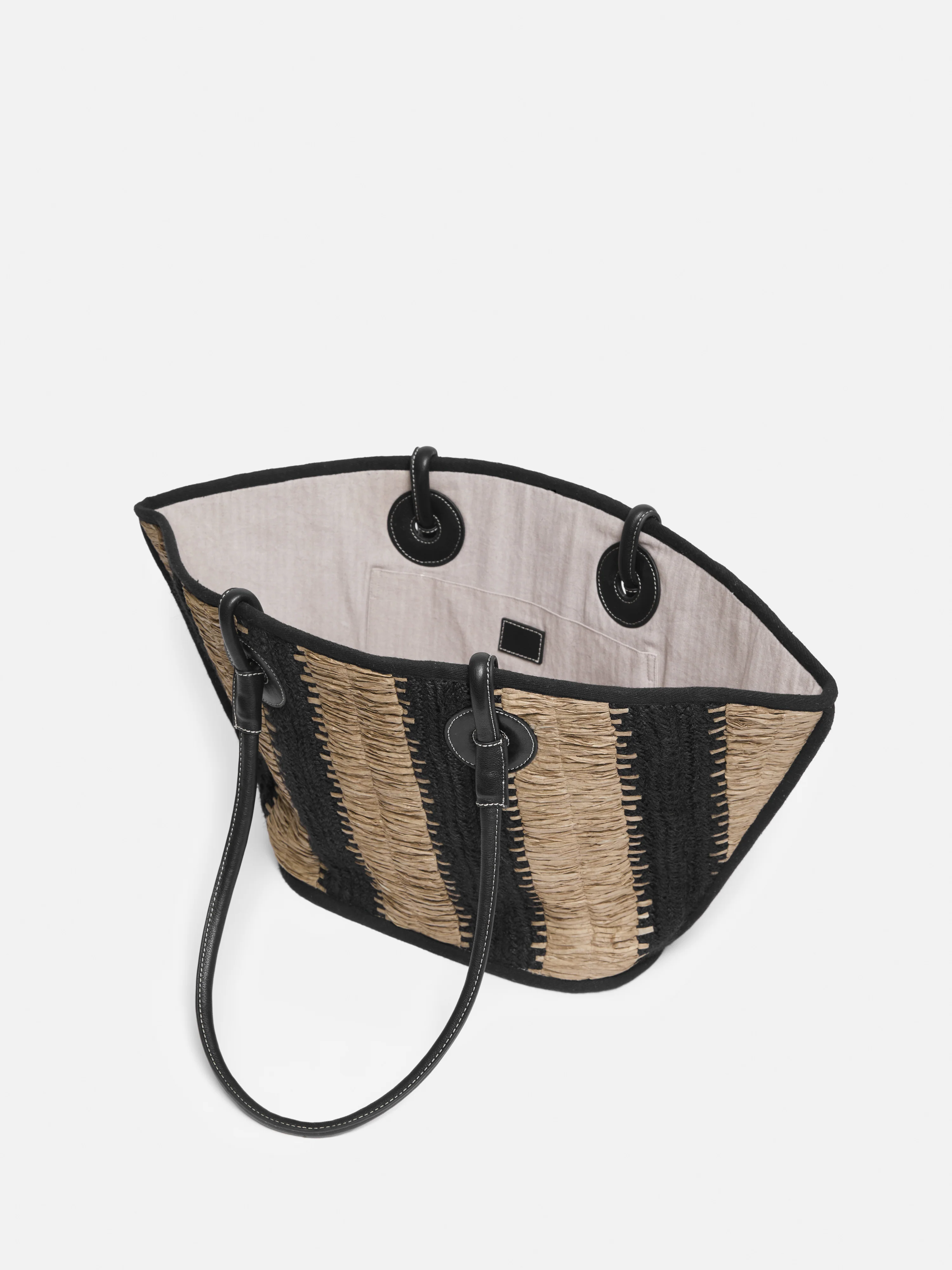 Raffia Stripe Tote | Beige - Image 3