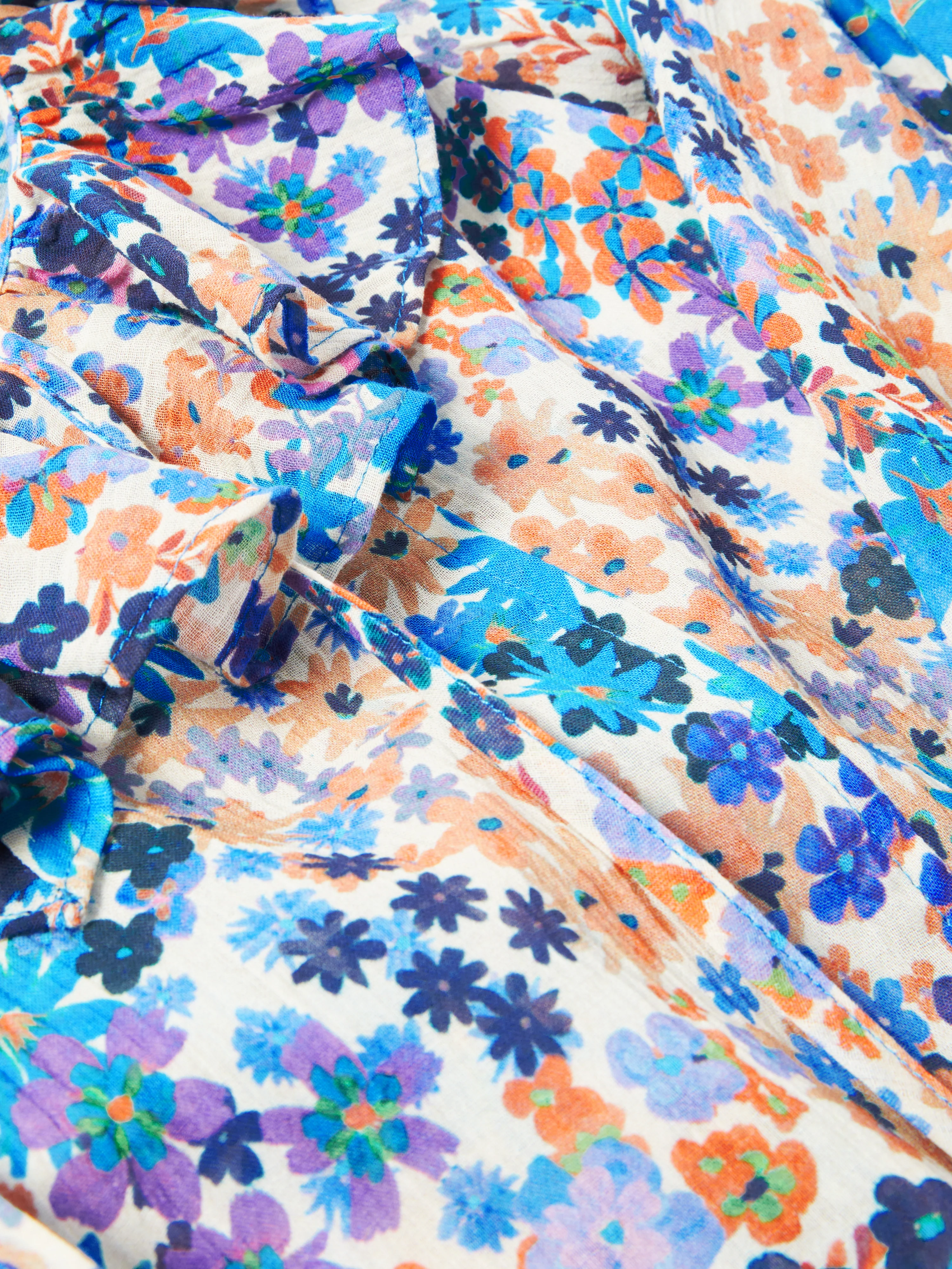 Rave Floral Cotton Crinkle Top | Blue - Image 8