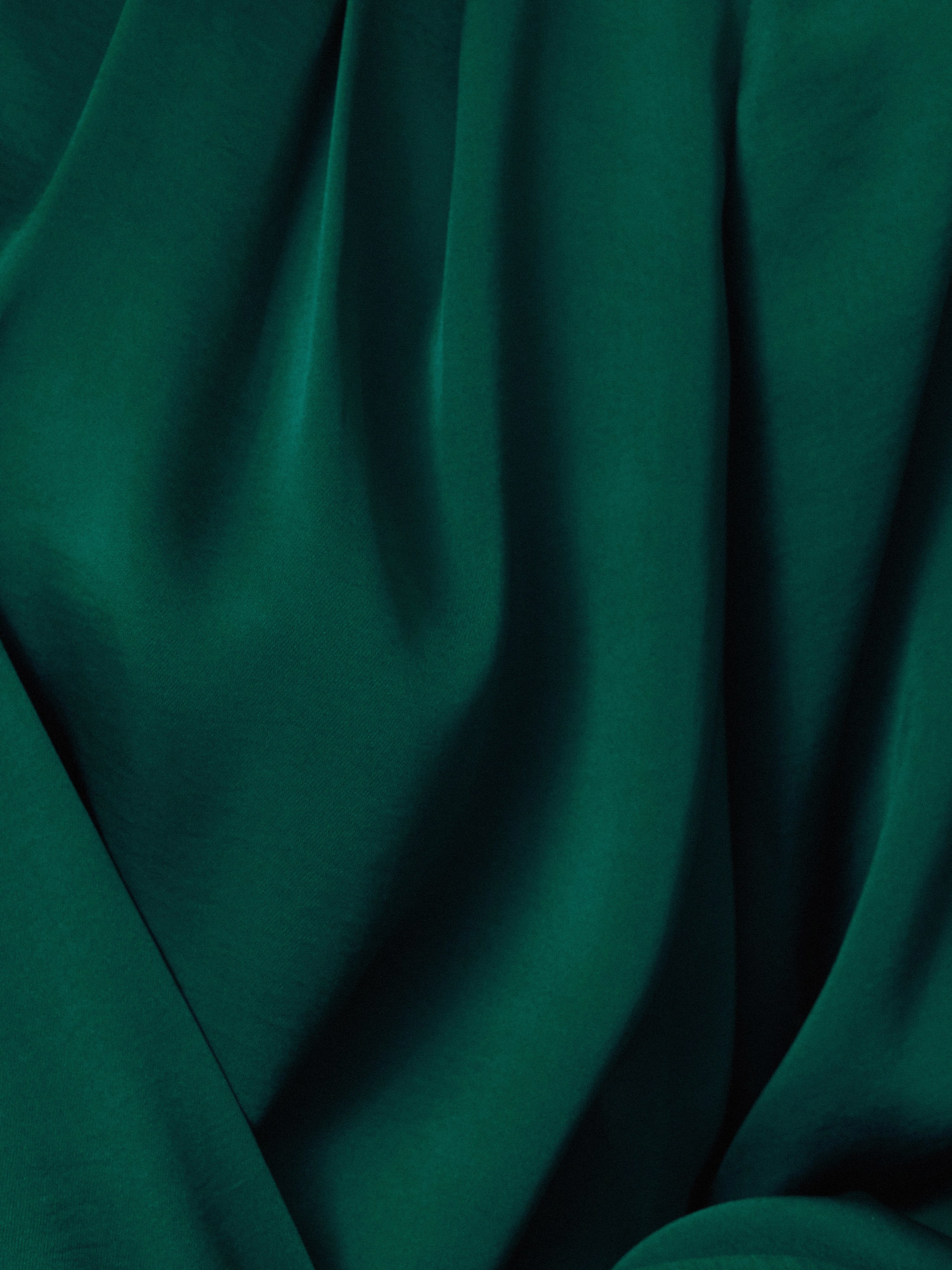 Recycled Satin Drape Wrap Top | Green - Image 7