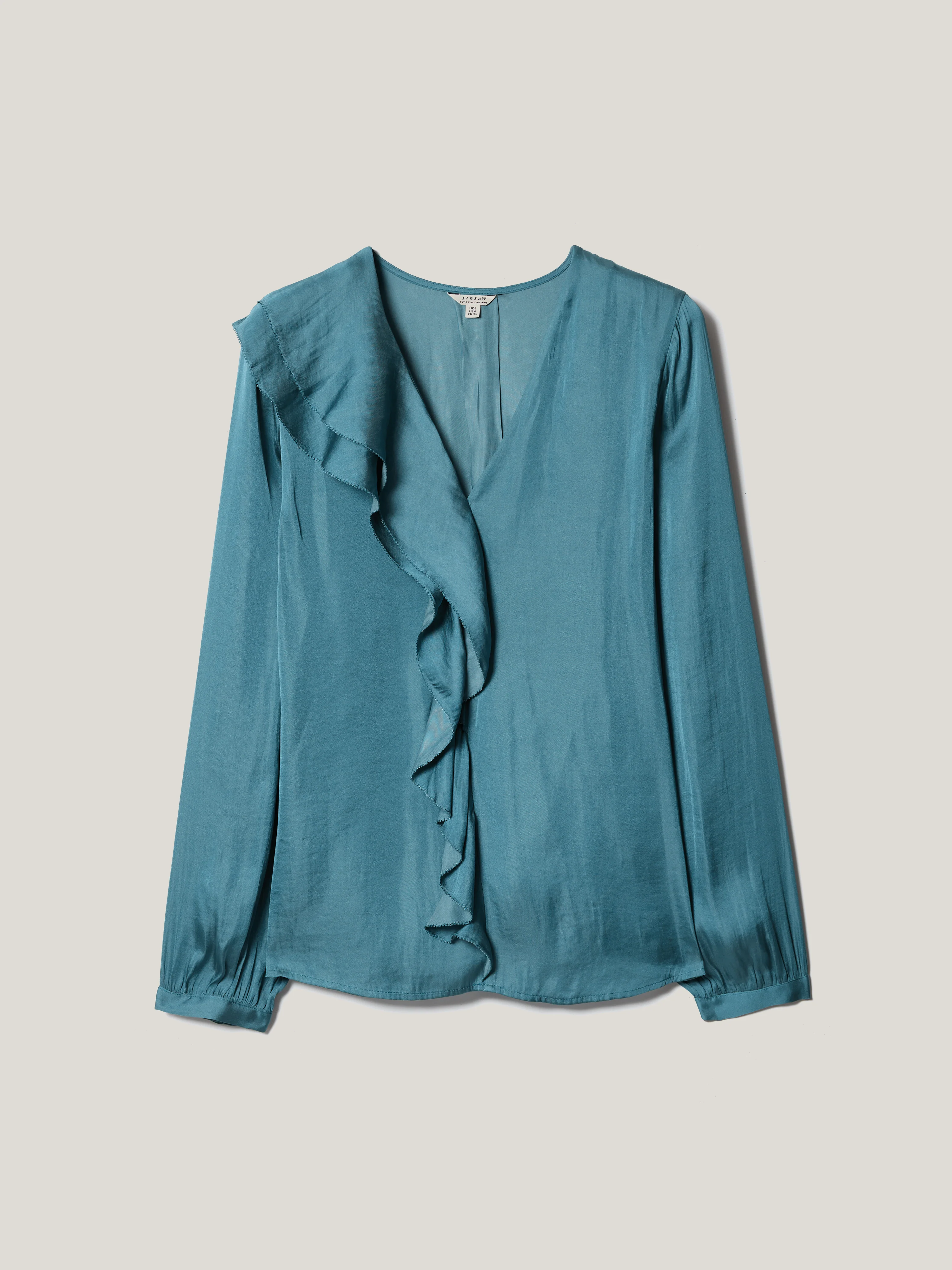 Recycled Satin Frill Blouse | Blue - Image 5