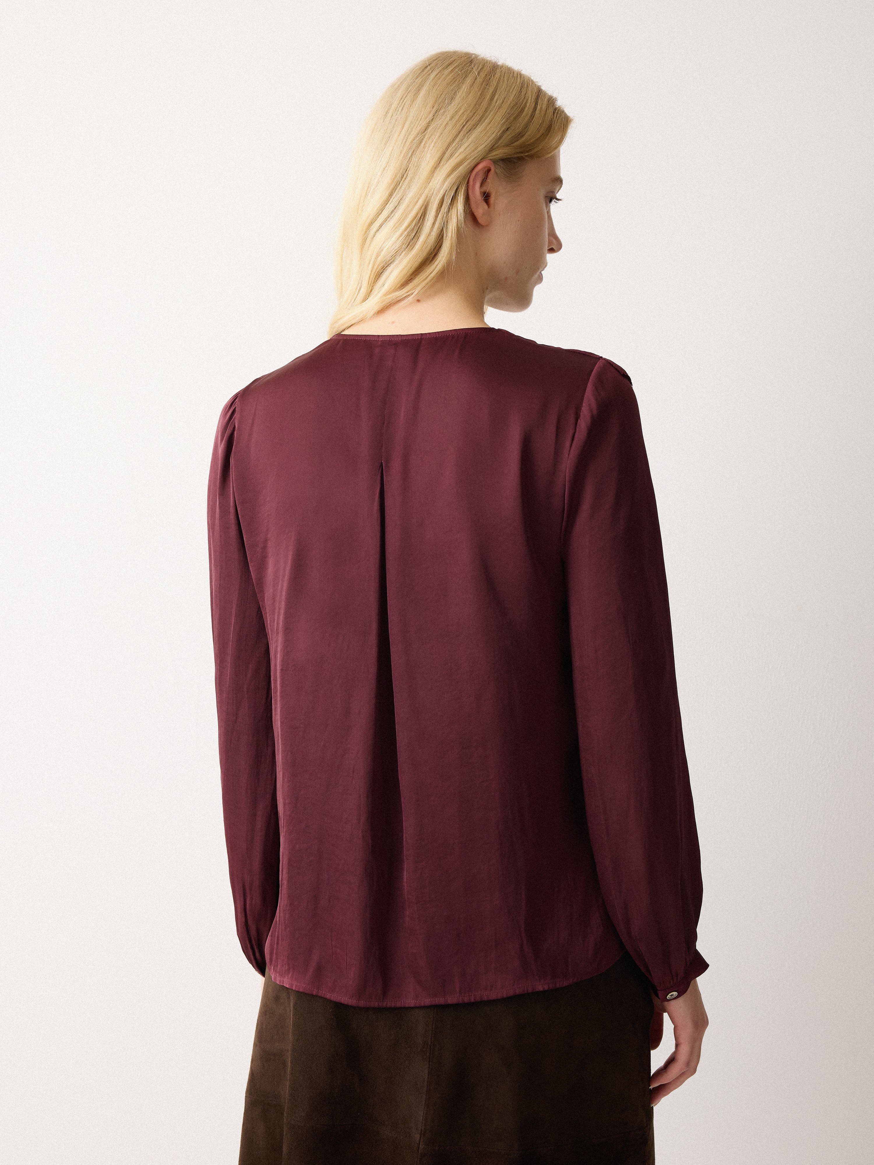 Recycled Satin Frill Blouse | Red - Image 5
