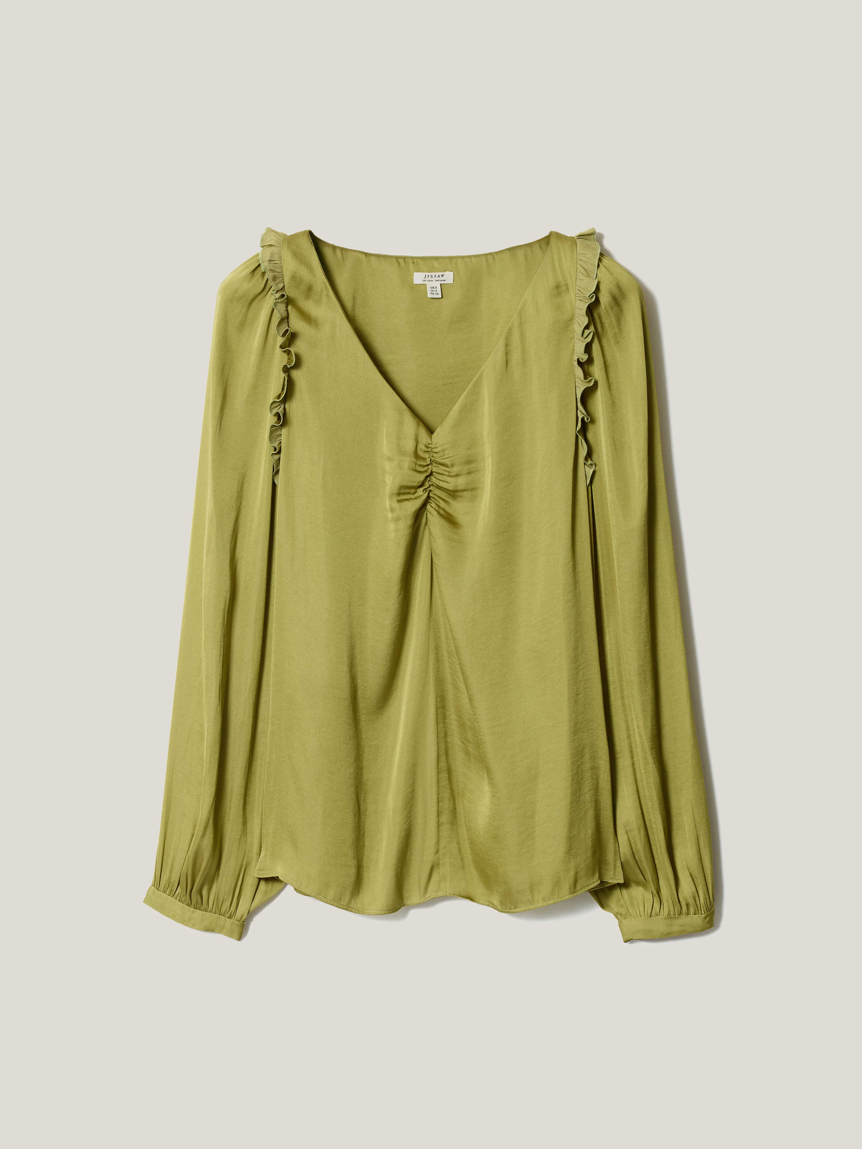 Recycled Satin Frill Top | Green - Image 5