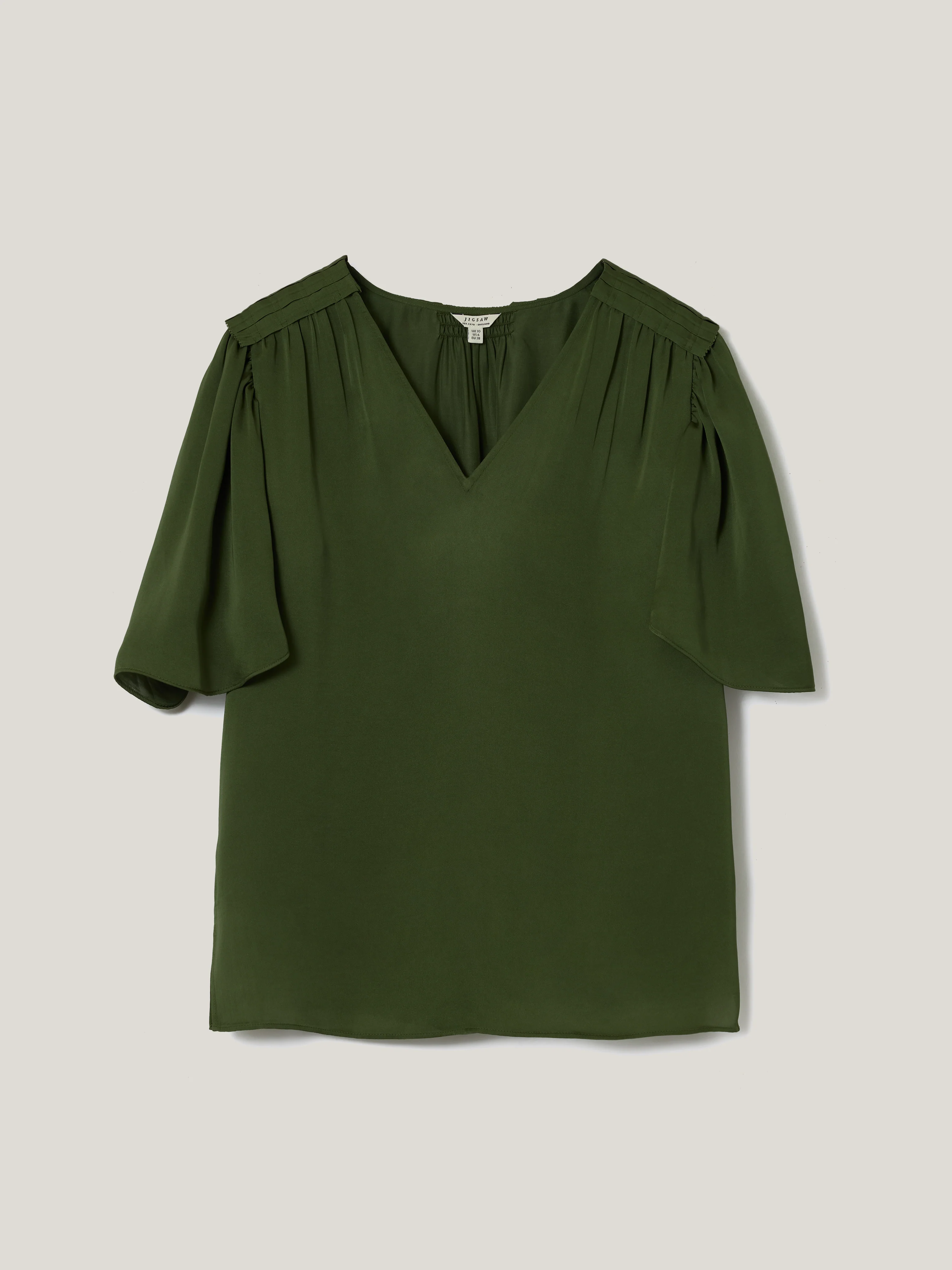 Recycled Satin Pleated Blouse | Green - Image 5