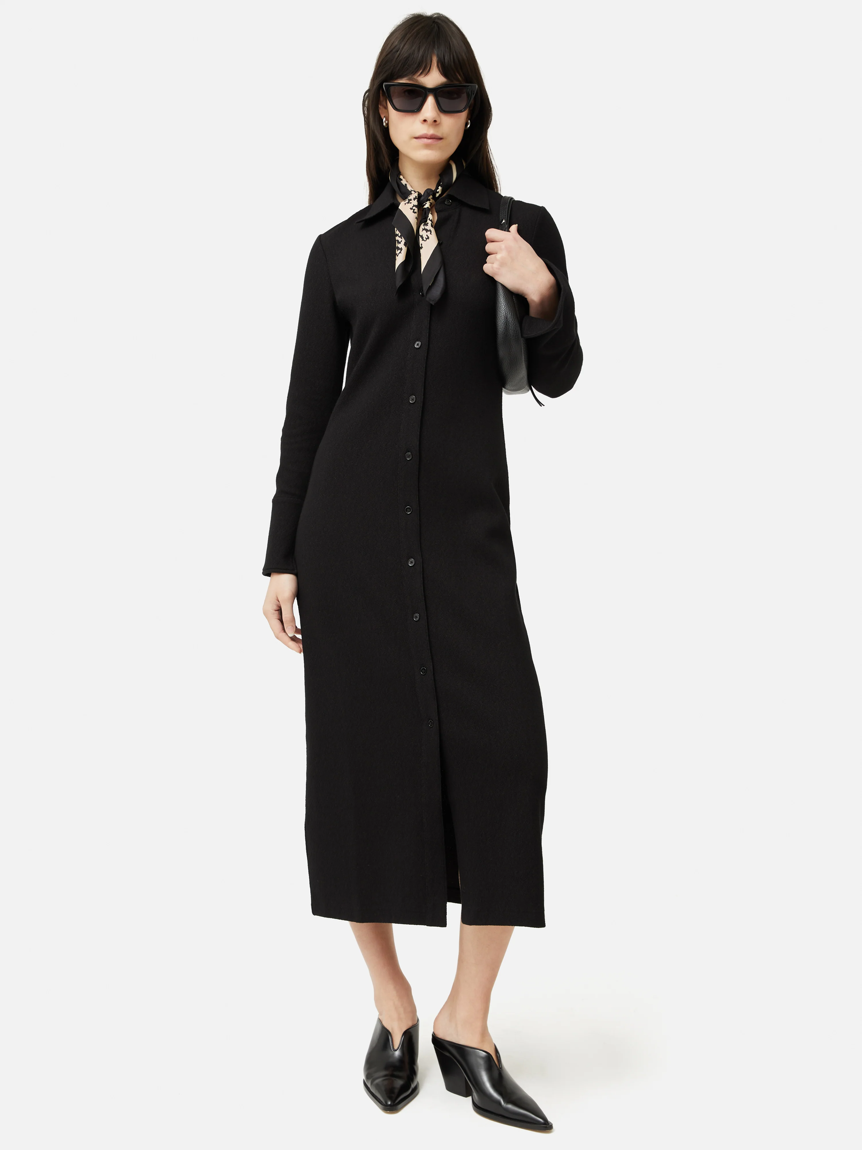 Reef Small Silk Twill Scarf | Monochrome - Image 2