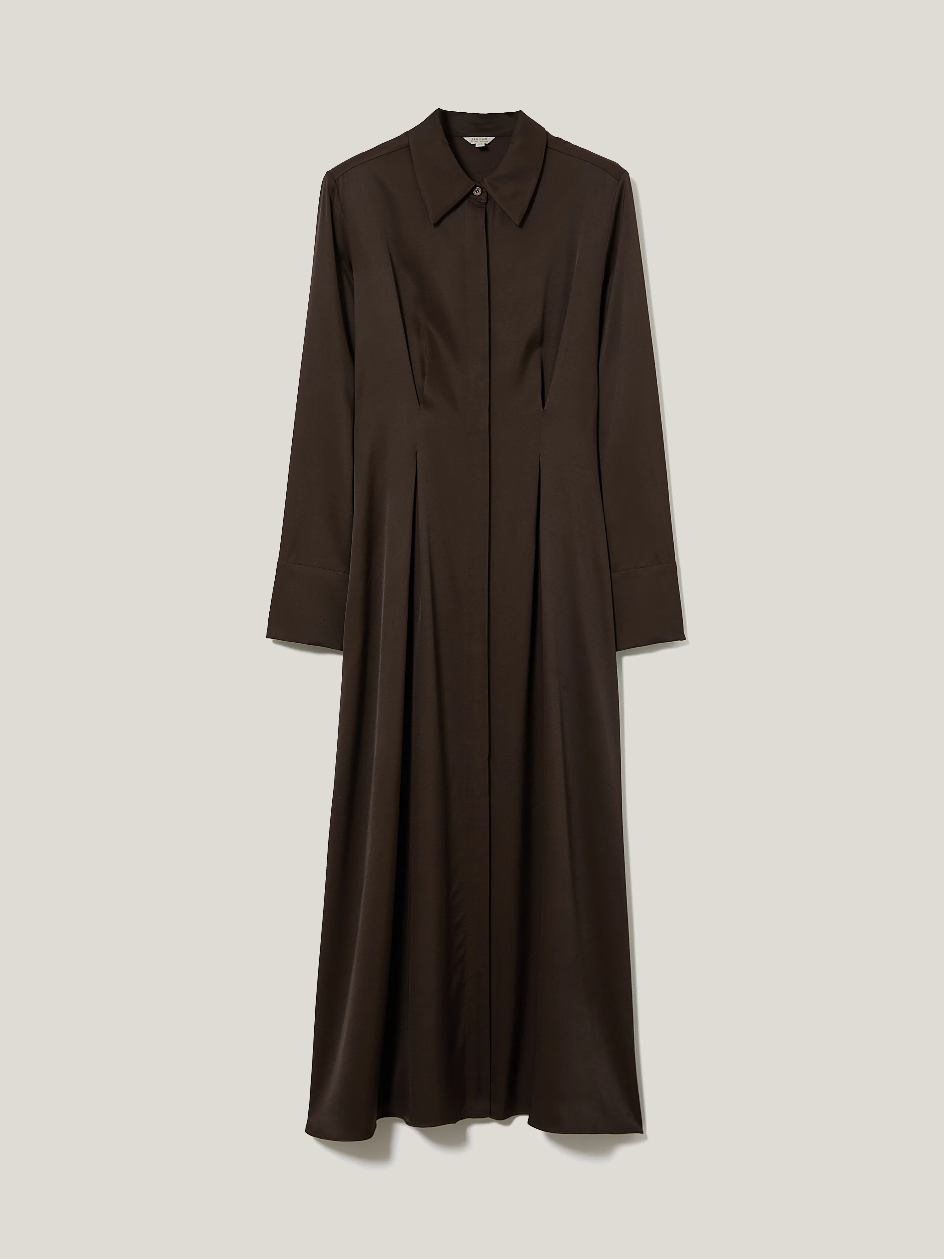 Relaxed Drape Shirt Dress | Brown - Image 6