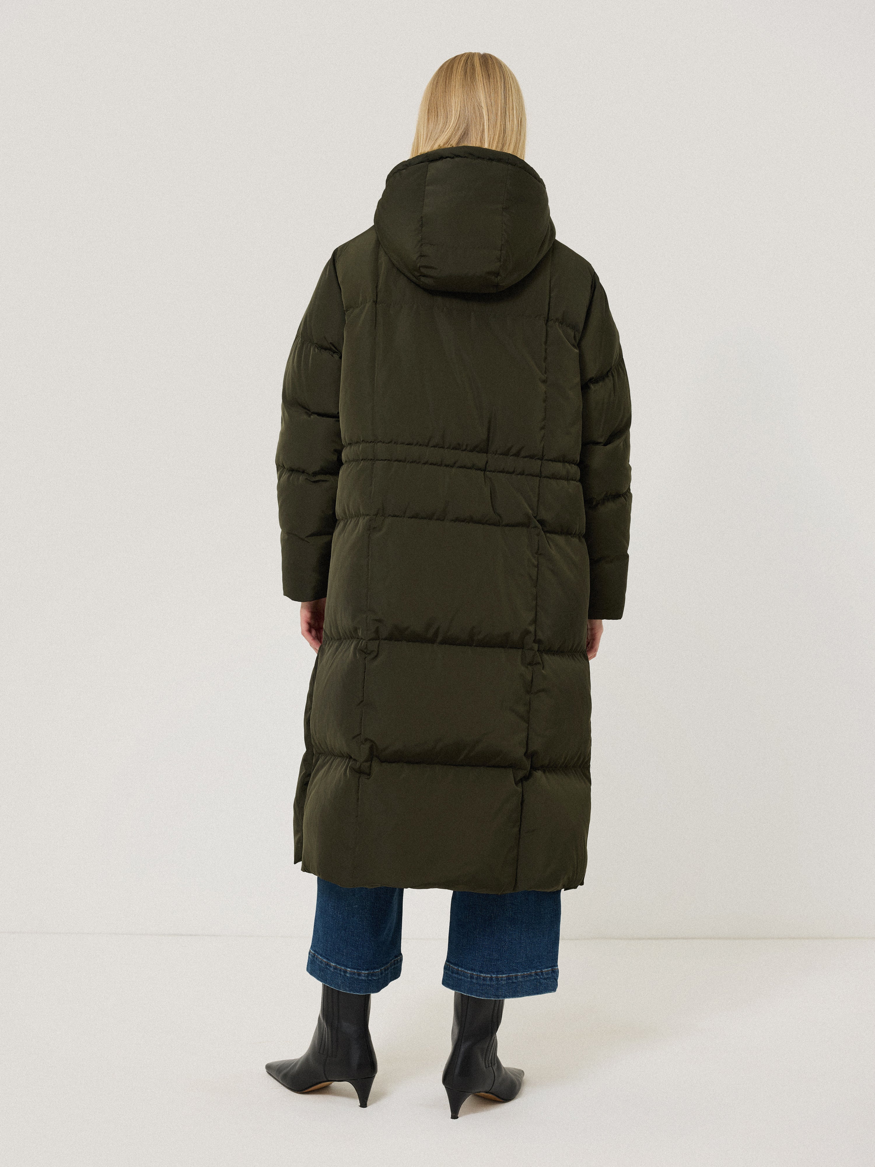Relaxed Longline Puffer Coat | Dark Kale - Image 4