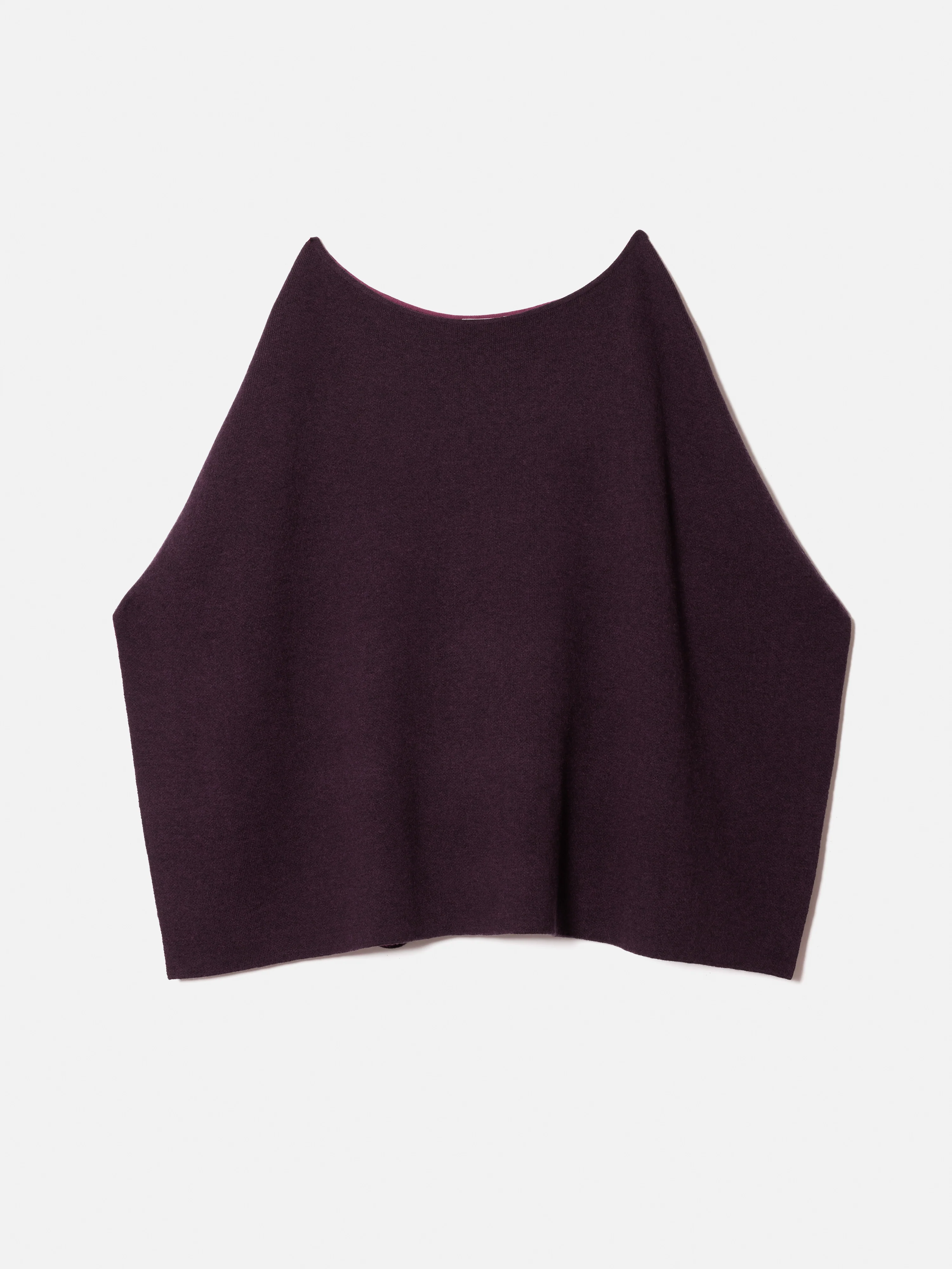 Reversible Cotton Blend Poncho | Burgundy - Image 8