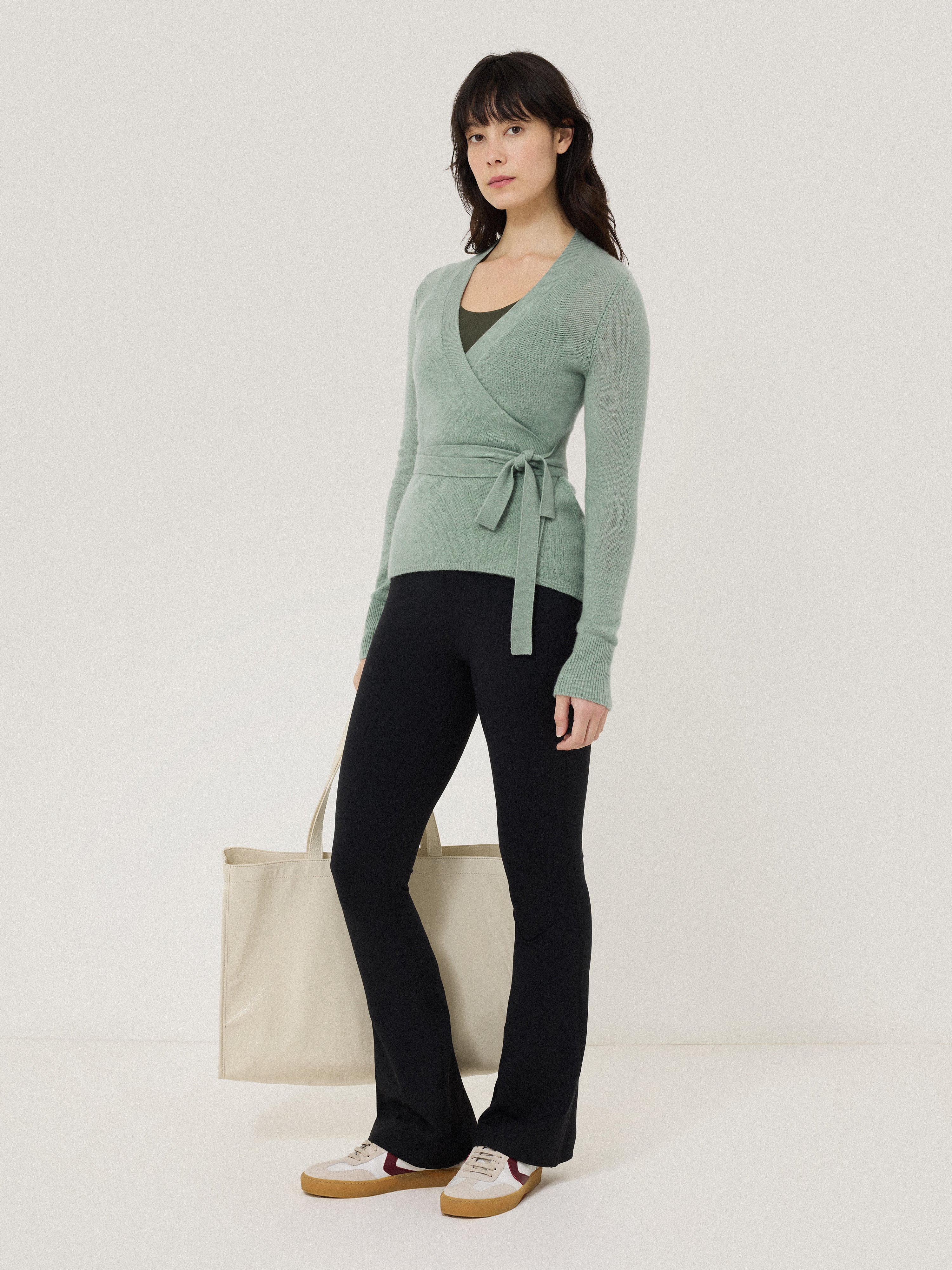 Ribbed Wrap Cardigan | Green - Image 6