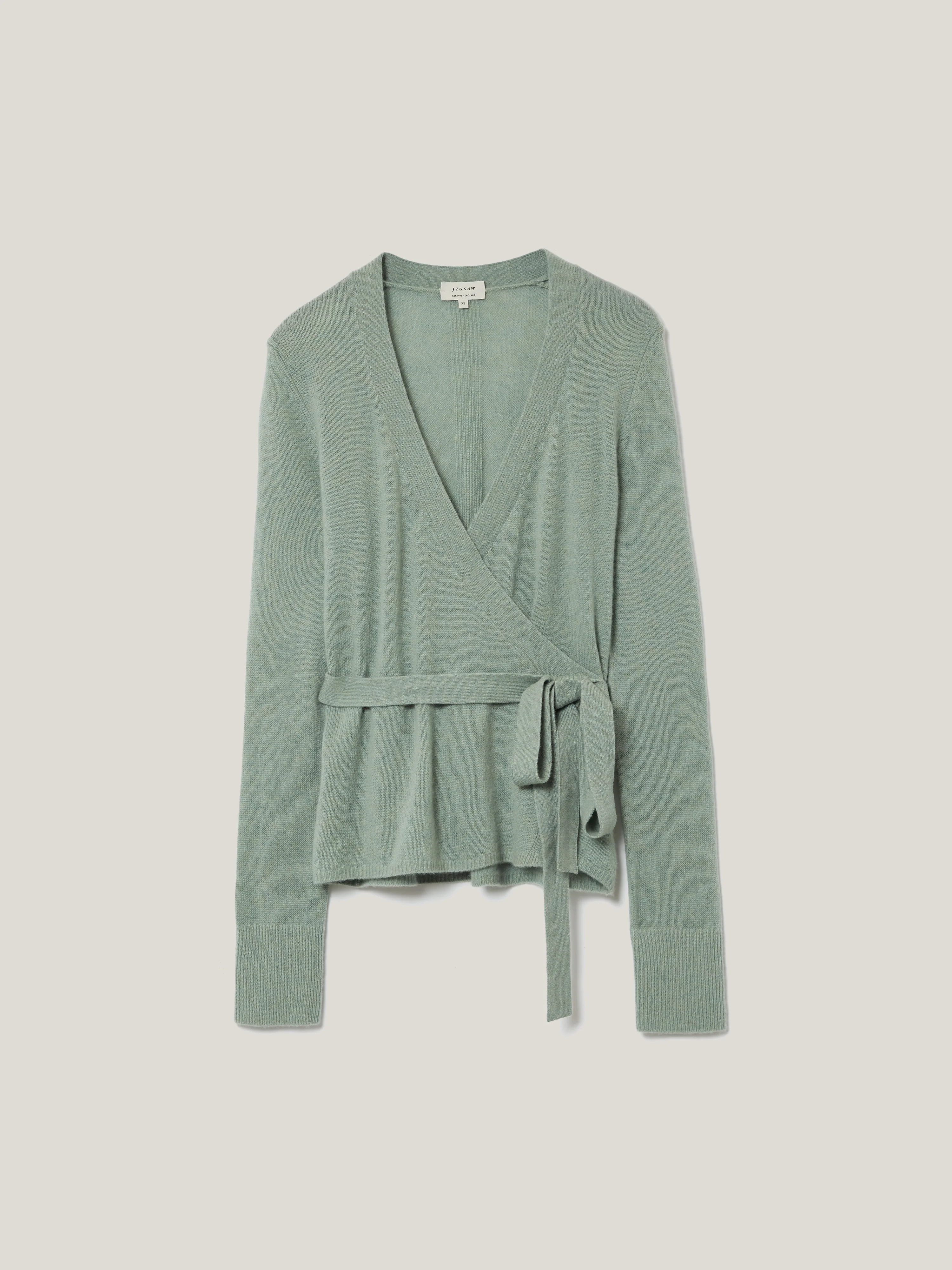 Ribbed Wrap Cardigan | Green - Image 7