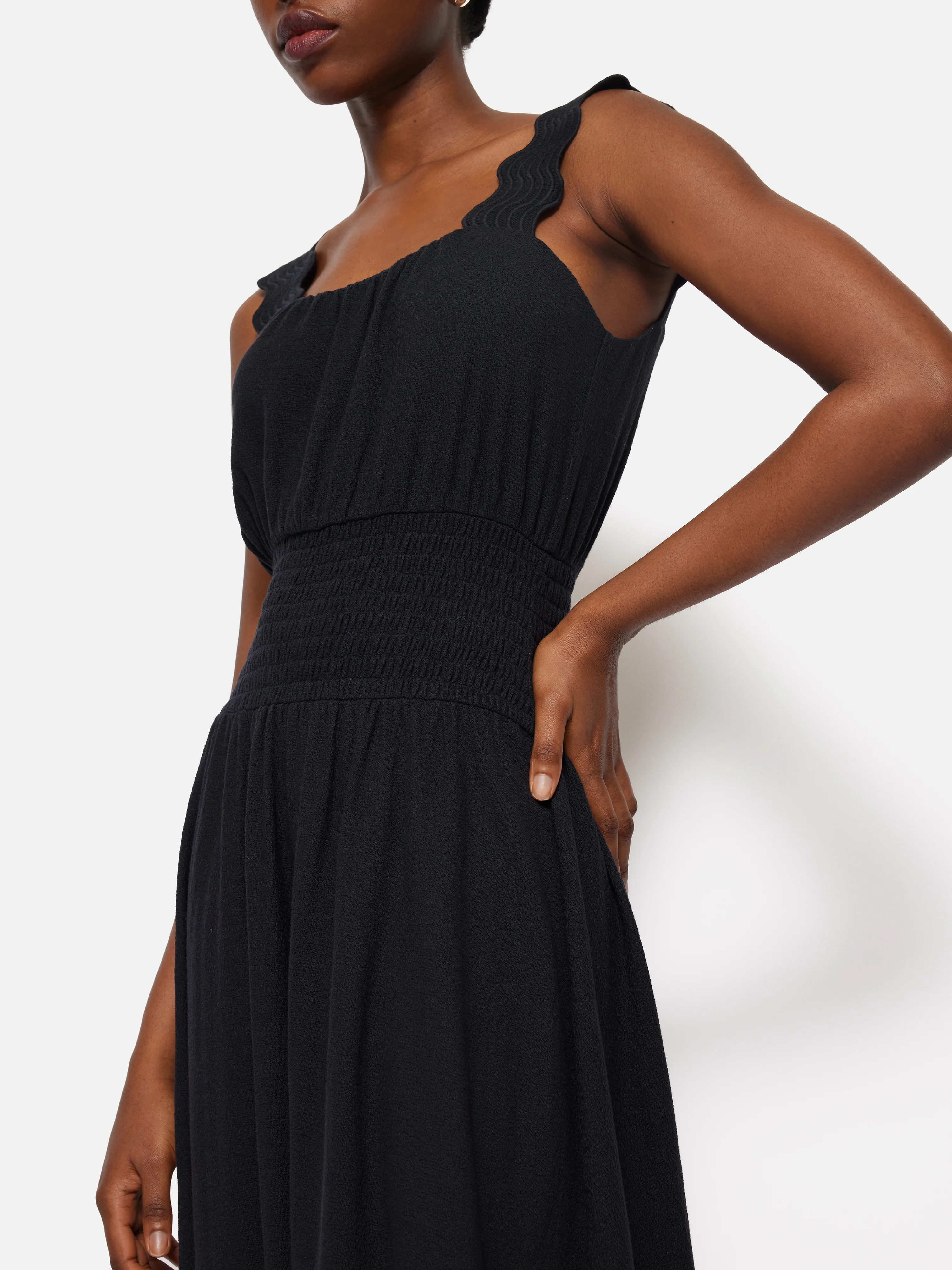 Ric Rac Shirred Dress | Navy - Image 3