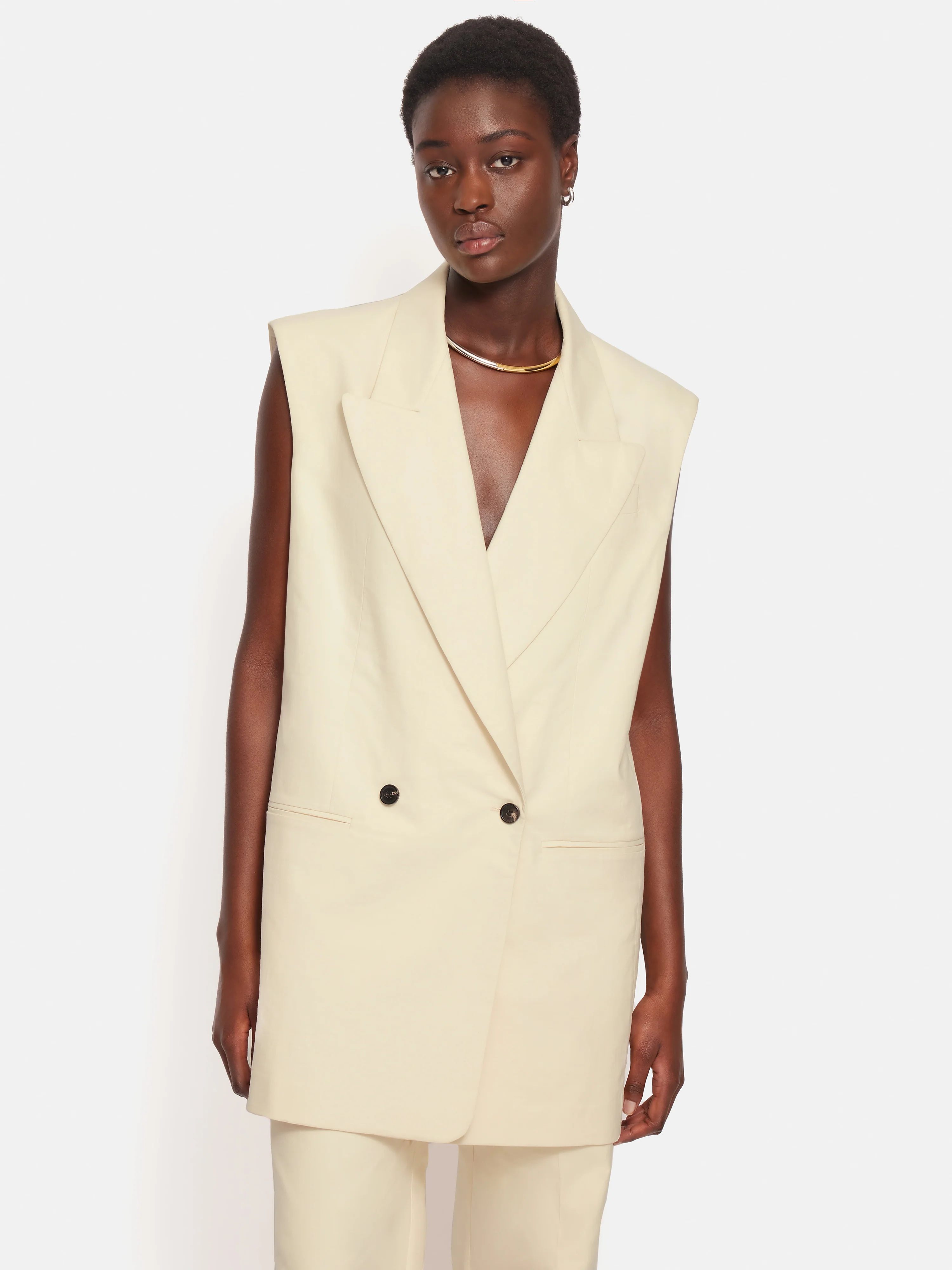 Roksanda Sleeveless Blazer | Cream - Image 3