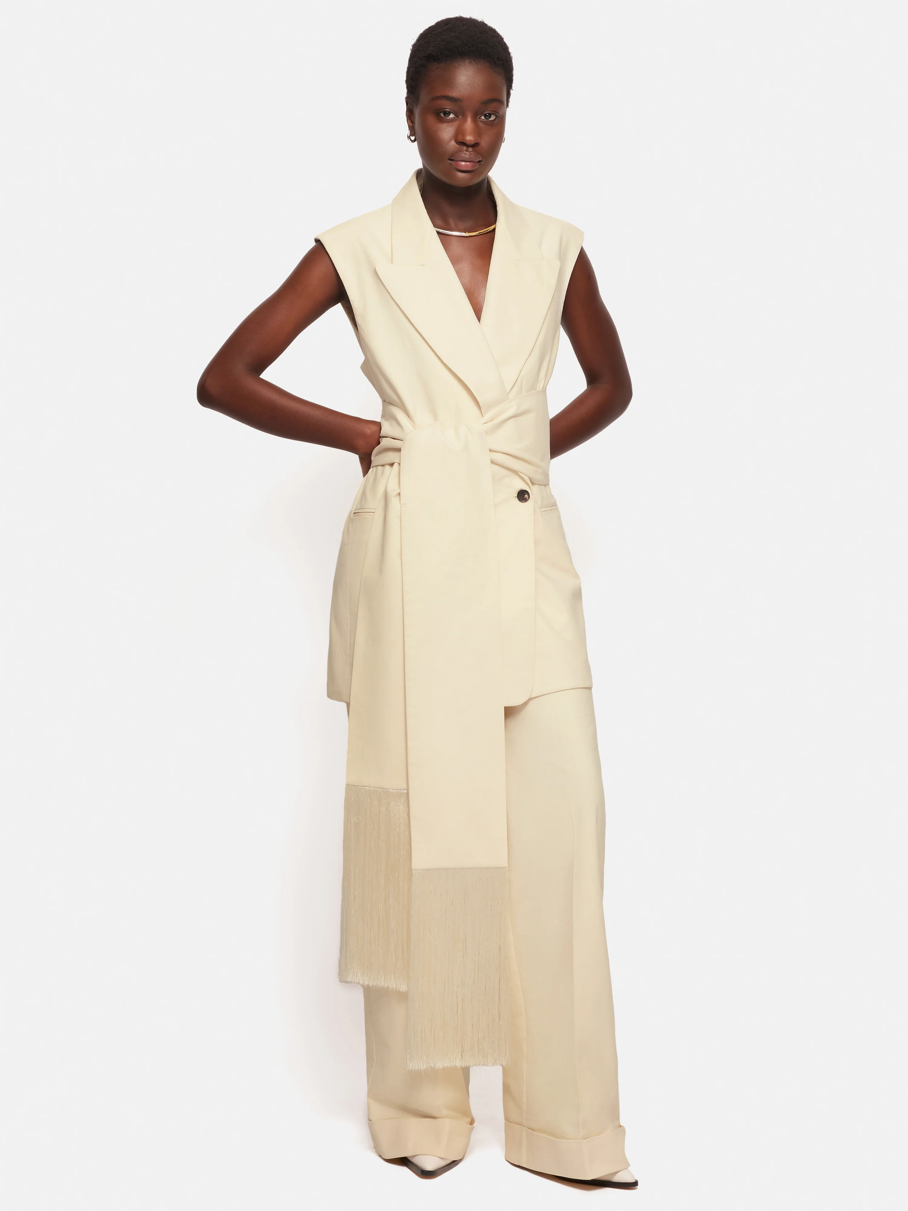 Roksanda Sleeveless Blazer | Cream - Image 5