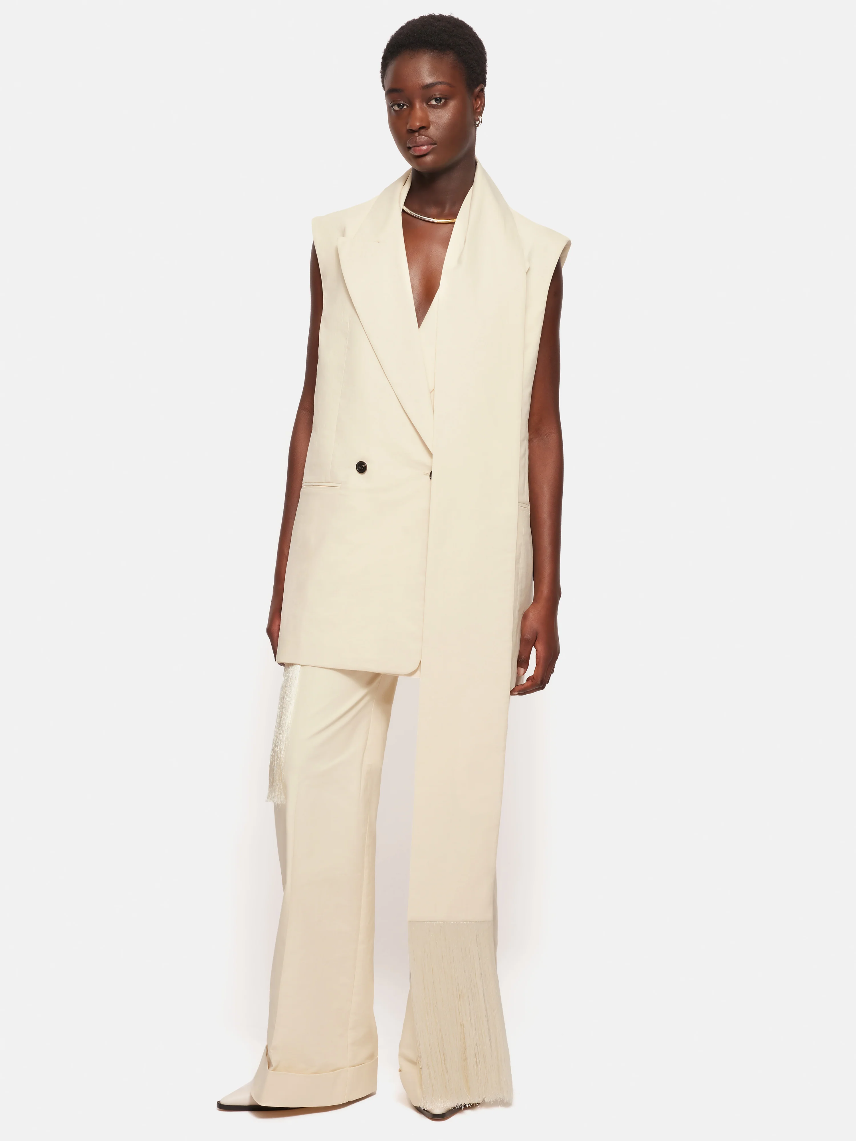 Roksanda Sleeveless Blazer | Cream - Image 7