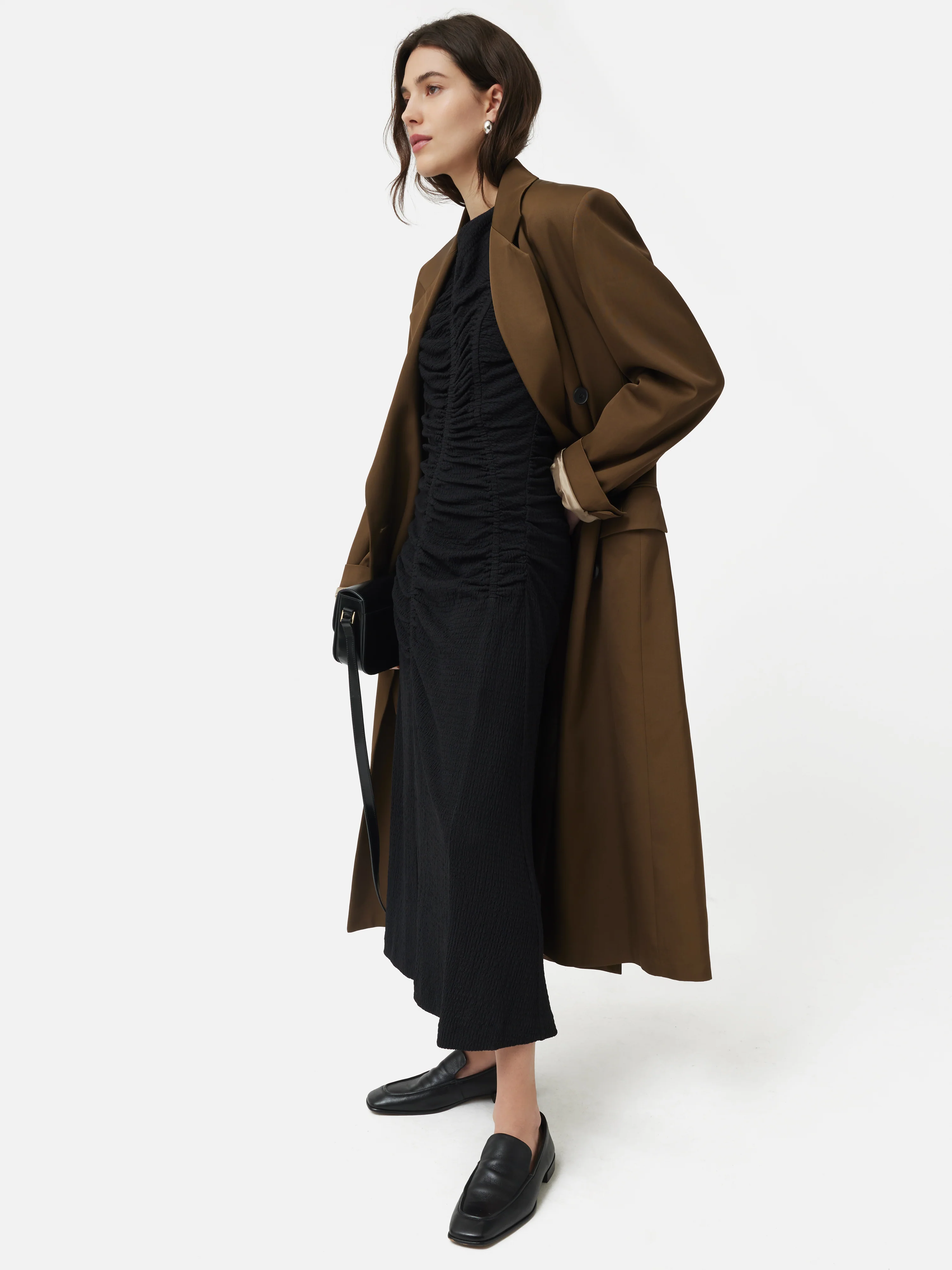 Ruched Jersey Dress | Black - Image 6