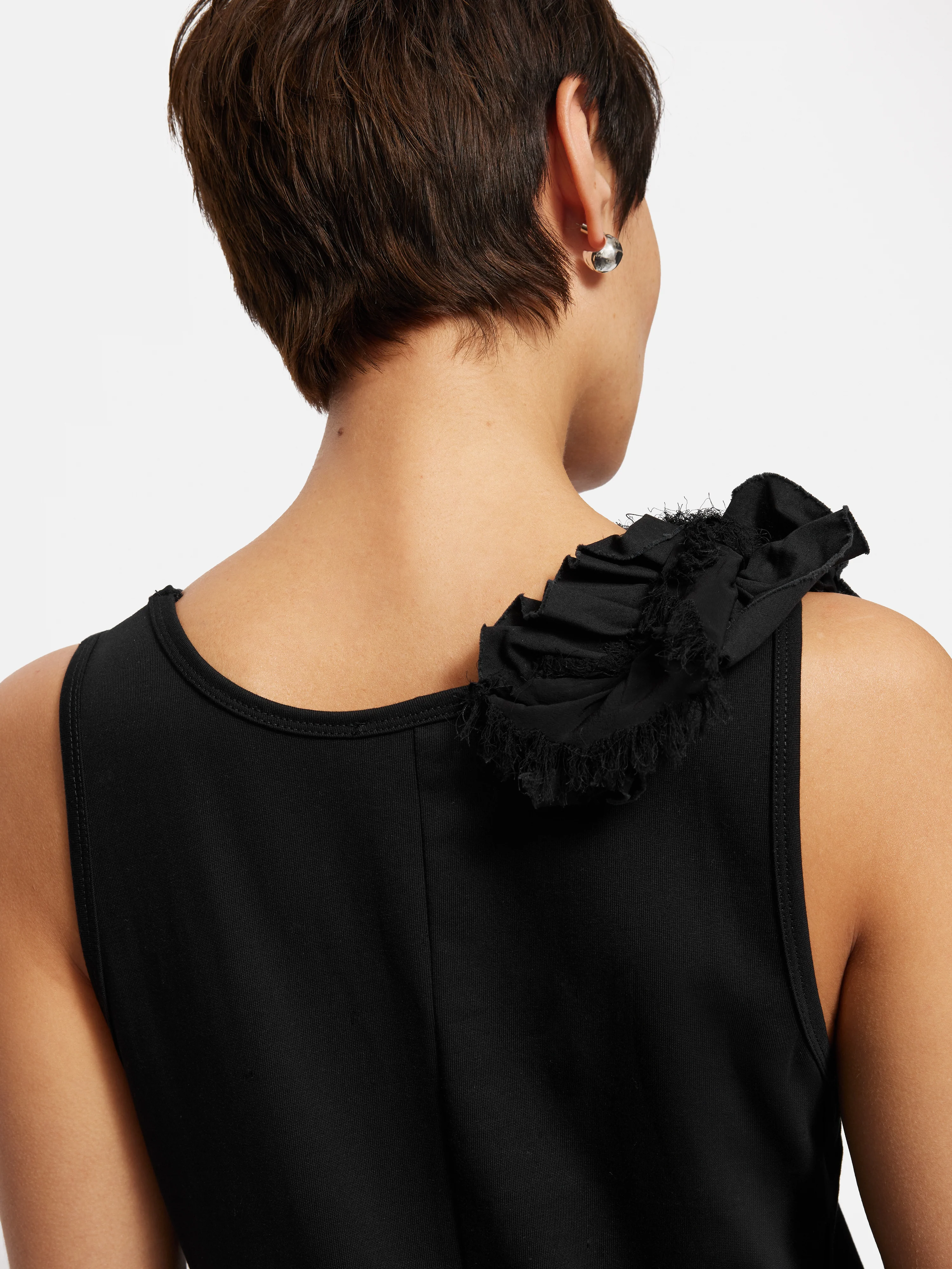 Ruffle Trim Jersey Dress | Black - Image 3