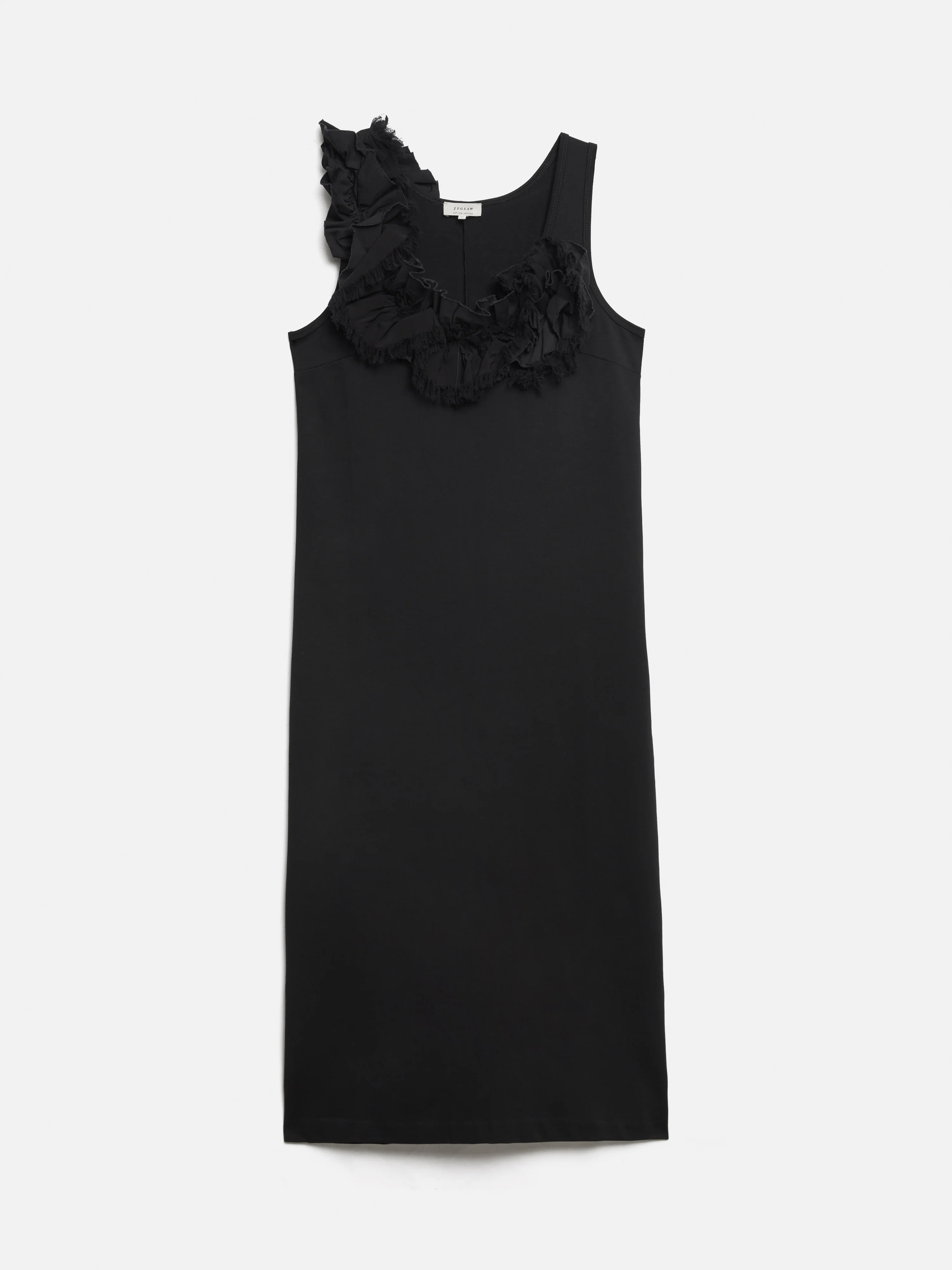 Ruffle Trim Jersey Dress | Black - Image 7