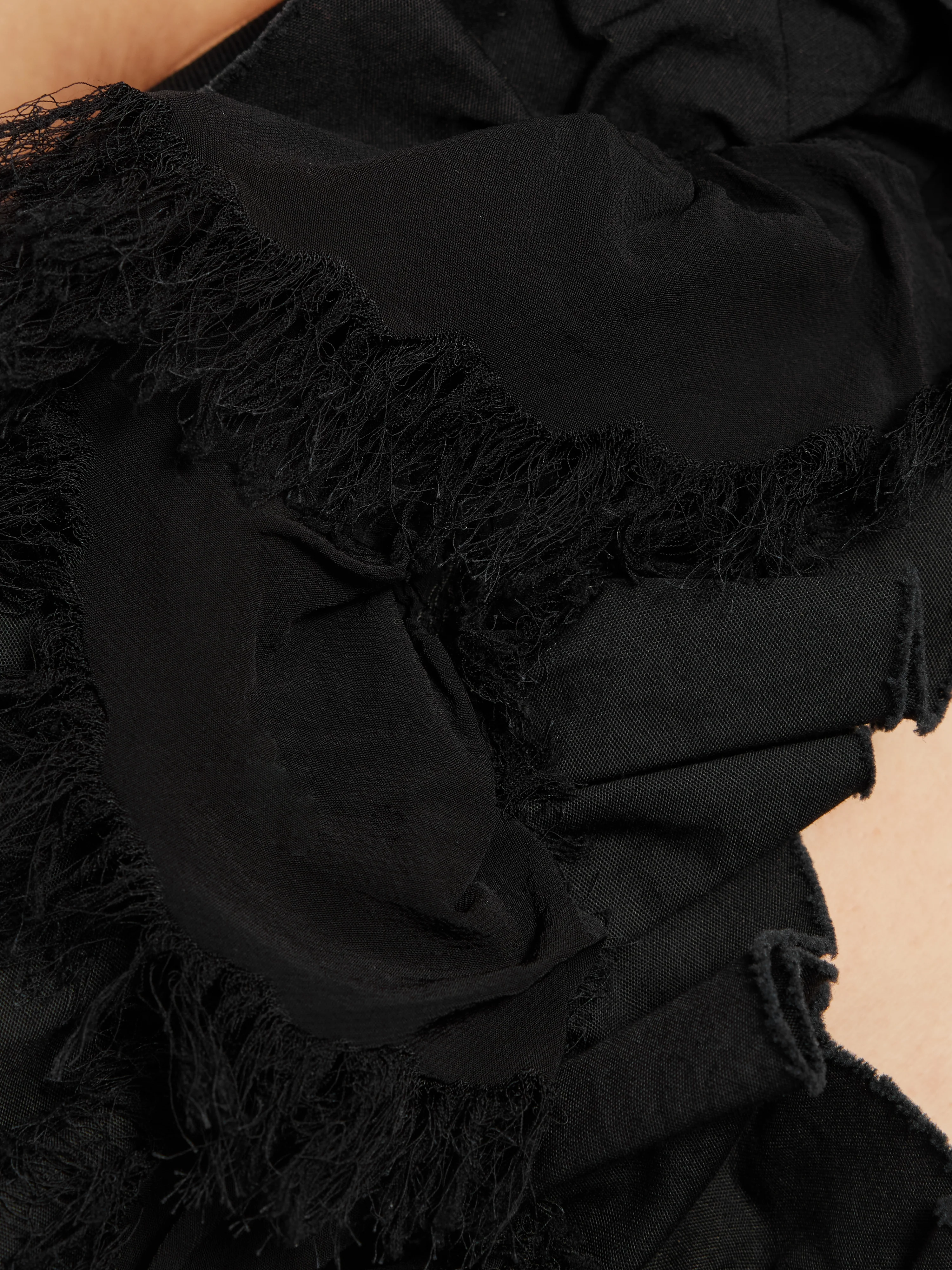 Ruffle Trim Jersey Top | Black - Image 8