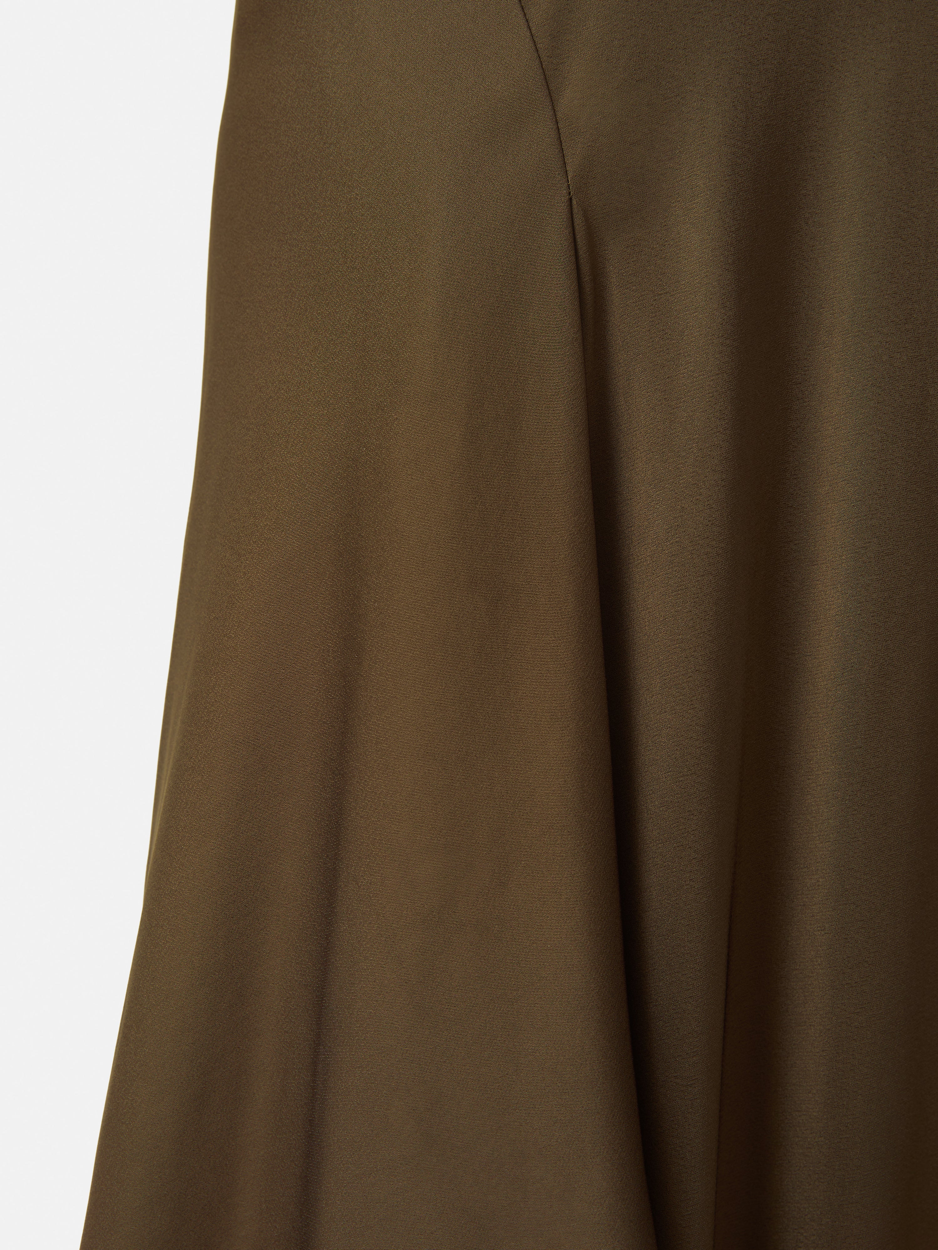 Satin Bias Asymmetric Skirt | Dark Khaki - Image 7