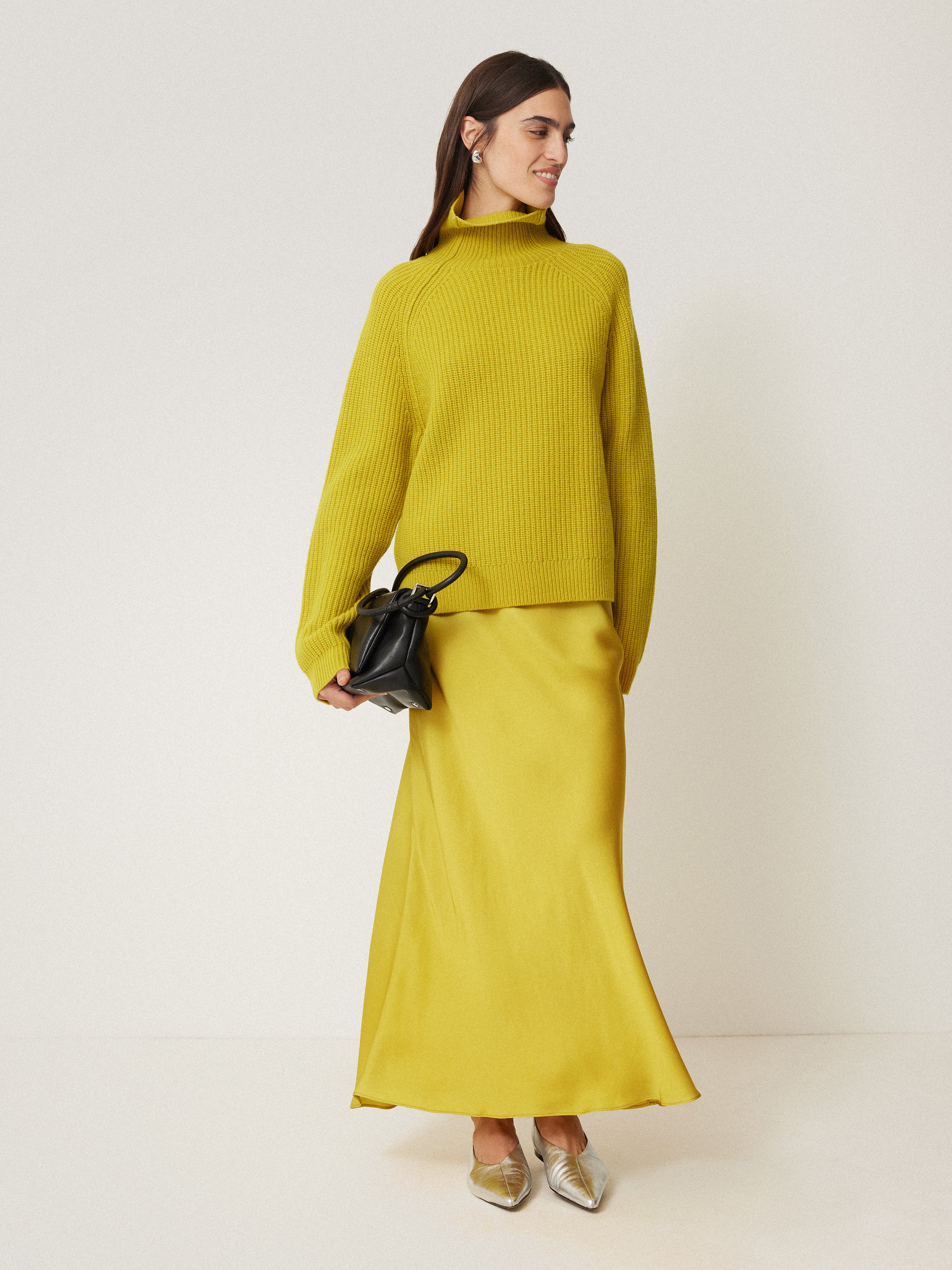 Satin Bias Maxi Skirt | Yellow - Image 6