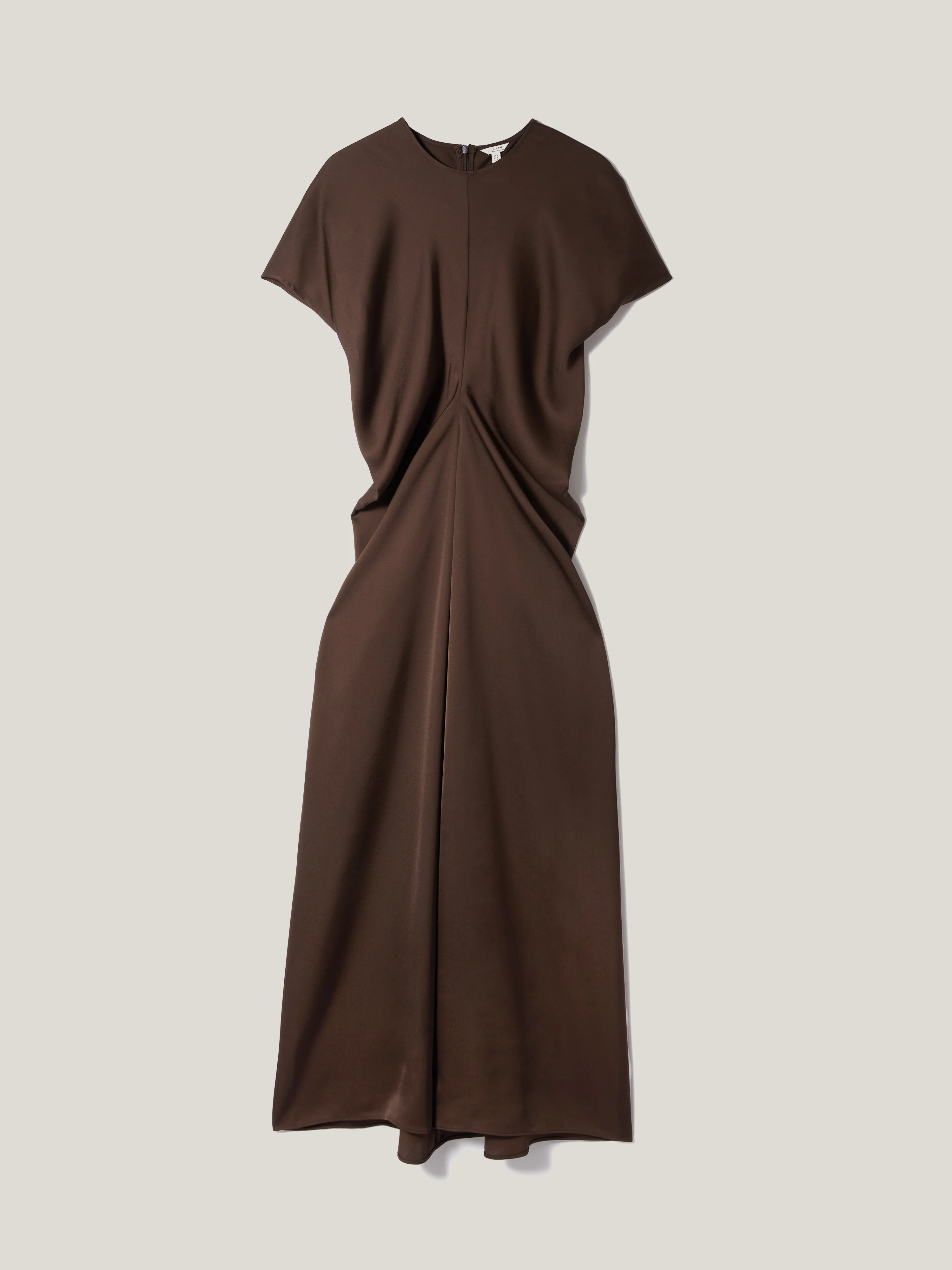 Satin Crepe Midi Dress | Brown - Image 7