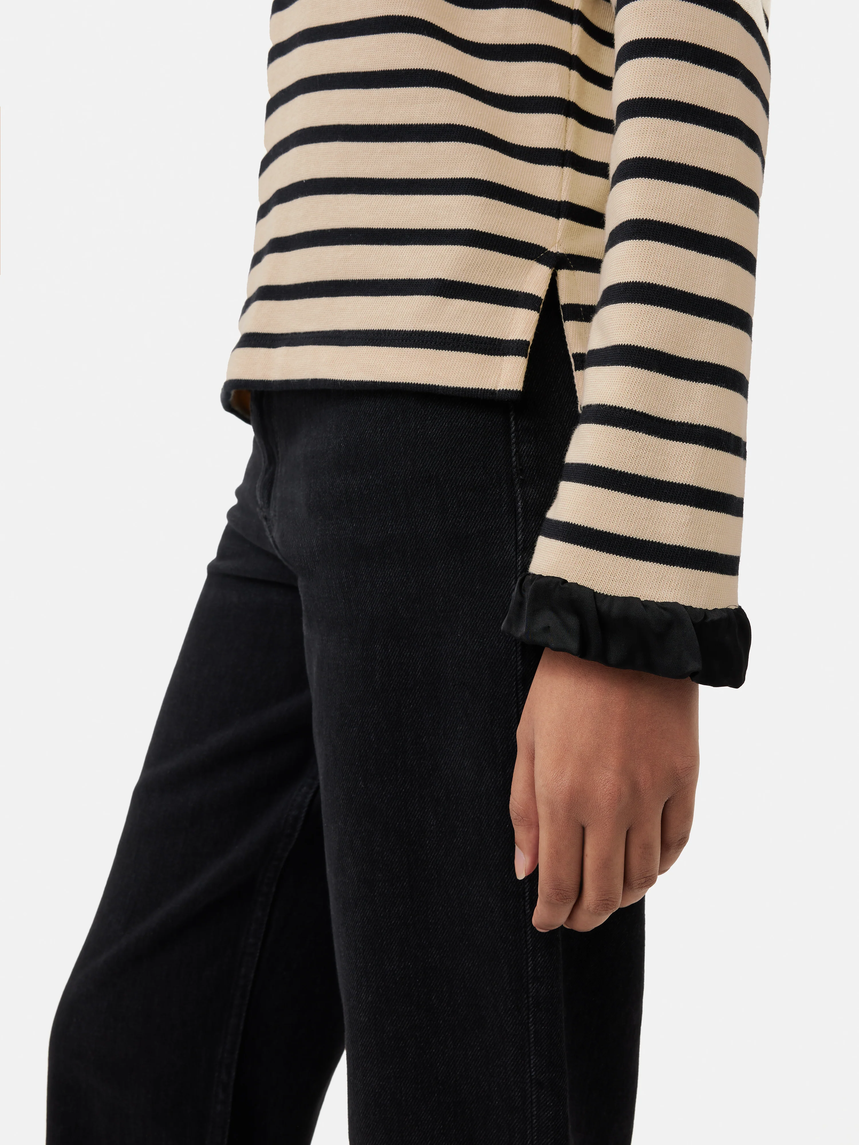 Satin Cuff Breton Top | Black - Image 4
