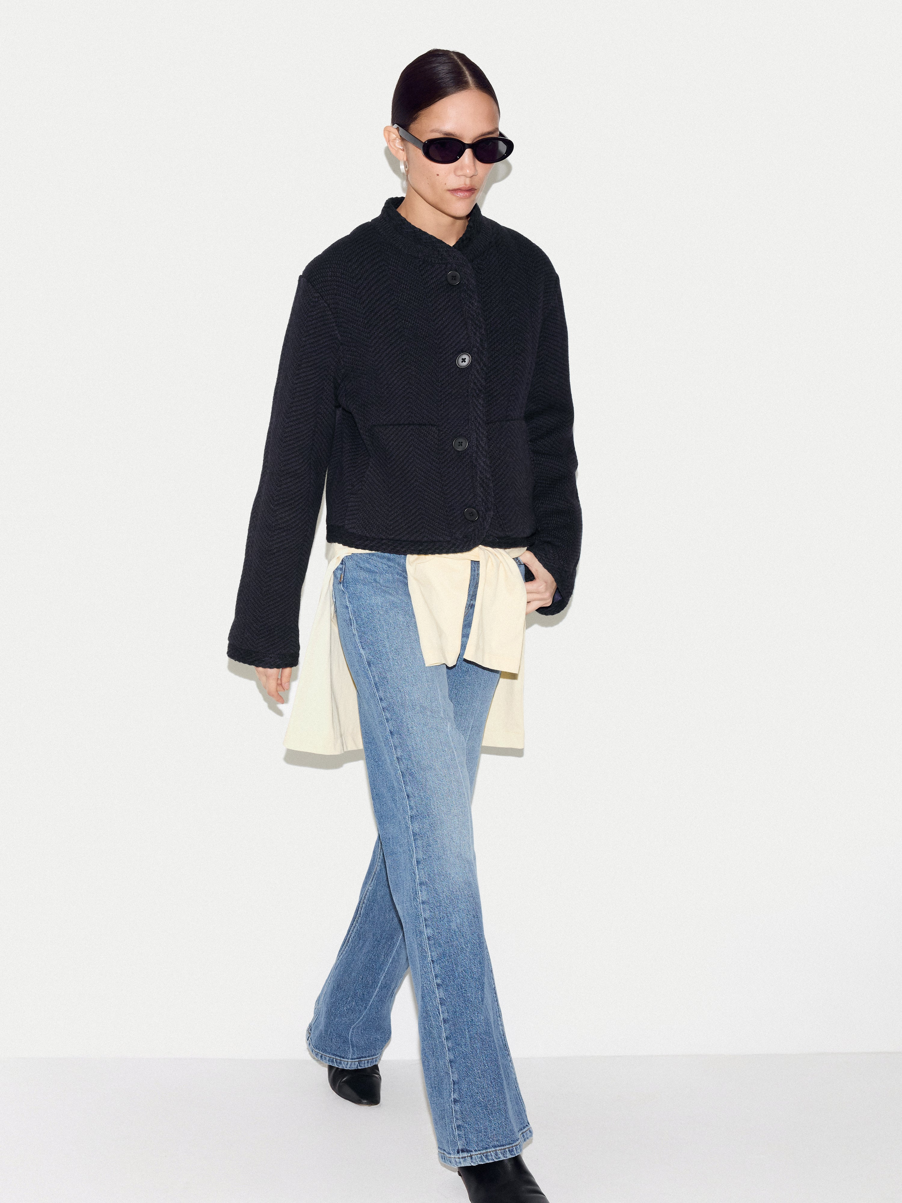 Satin Lined Knitted Jacket | Navy - Image 2