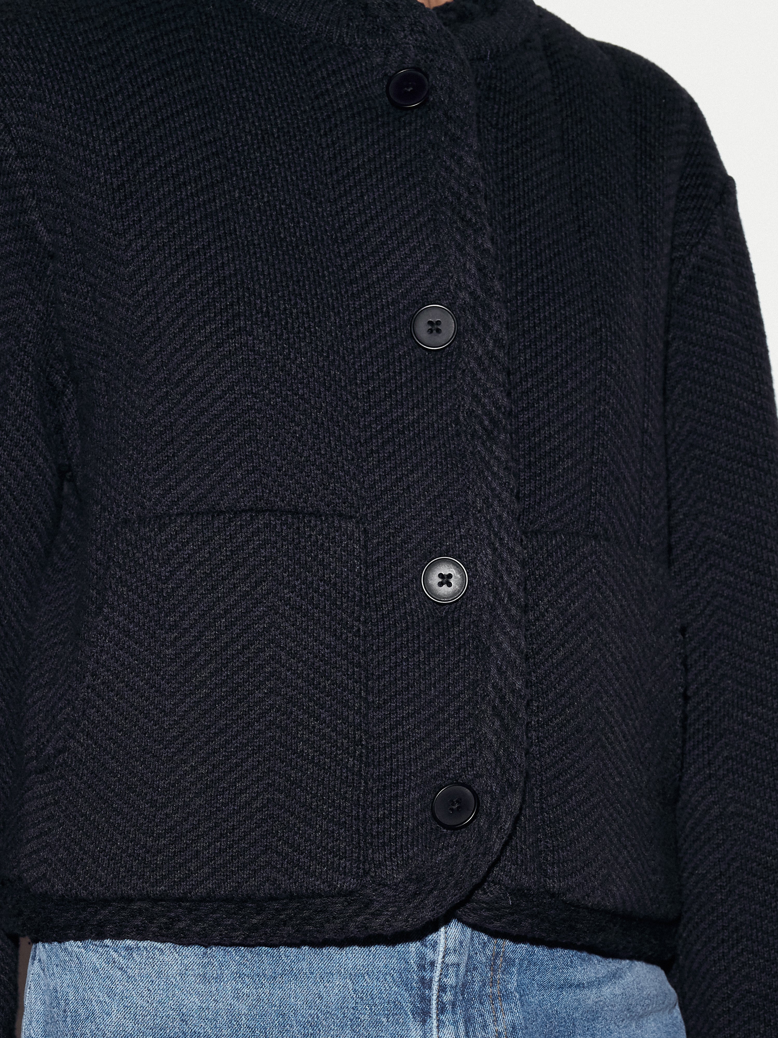 Satin Lined Knitted Jacket | Navy - Image 4