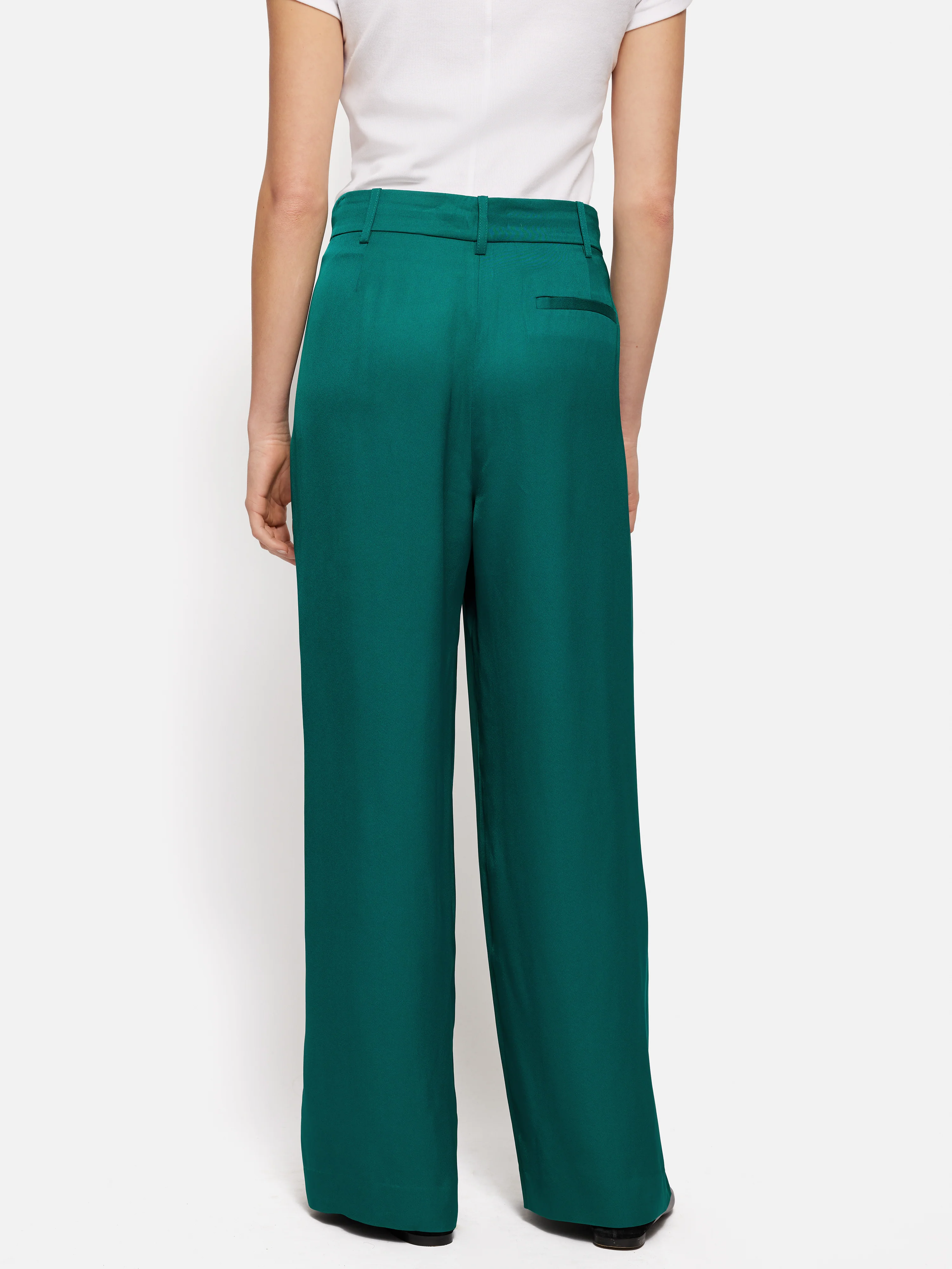 Satin Pleat Trouser | Green - Image 5