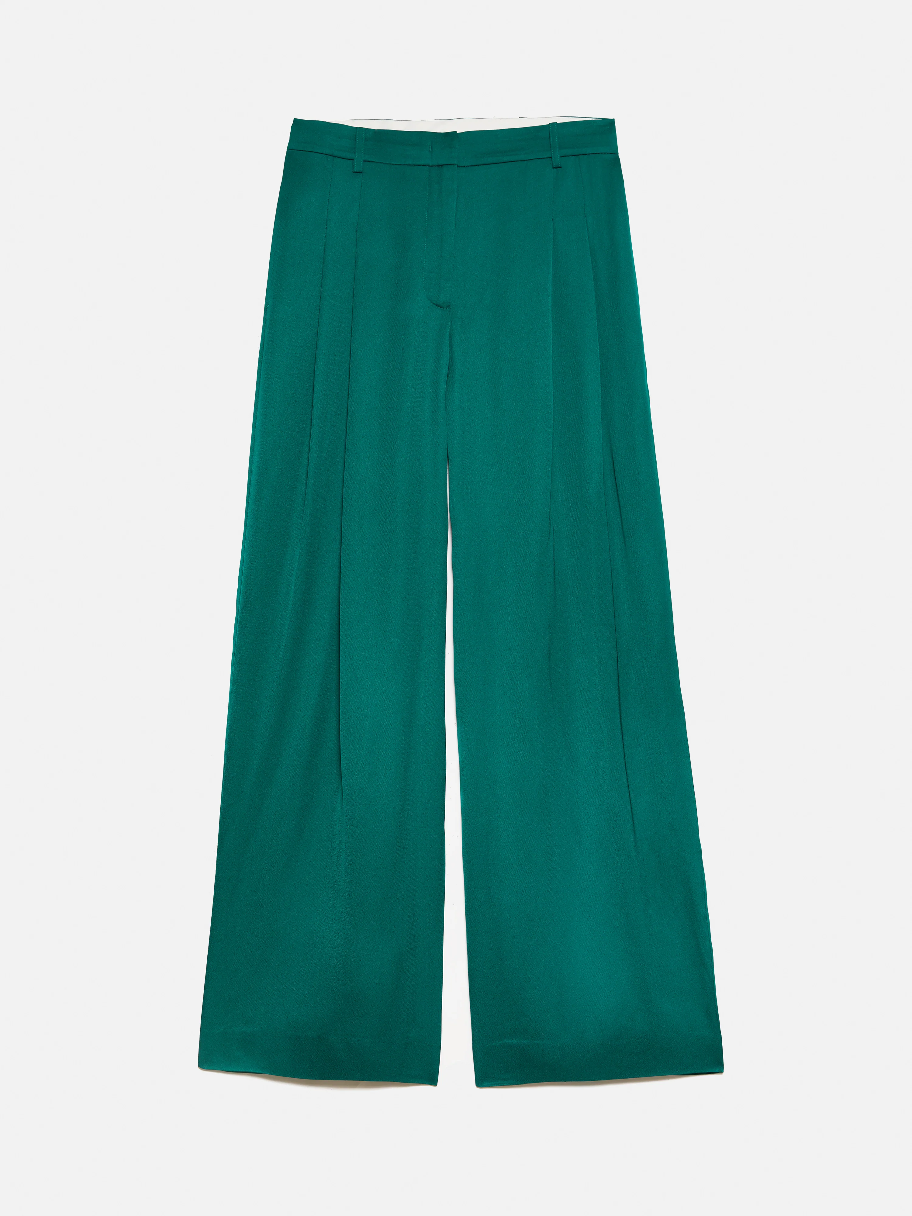 Satin Pleat Trouser | Green - Image 8