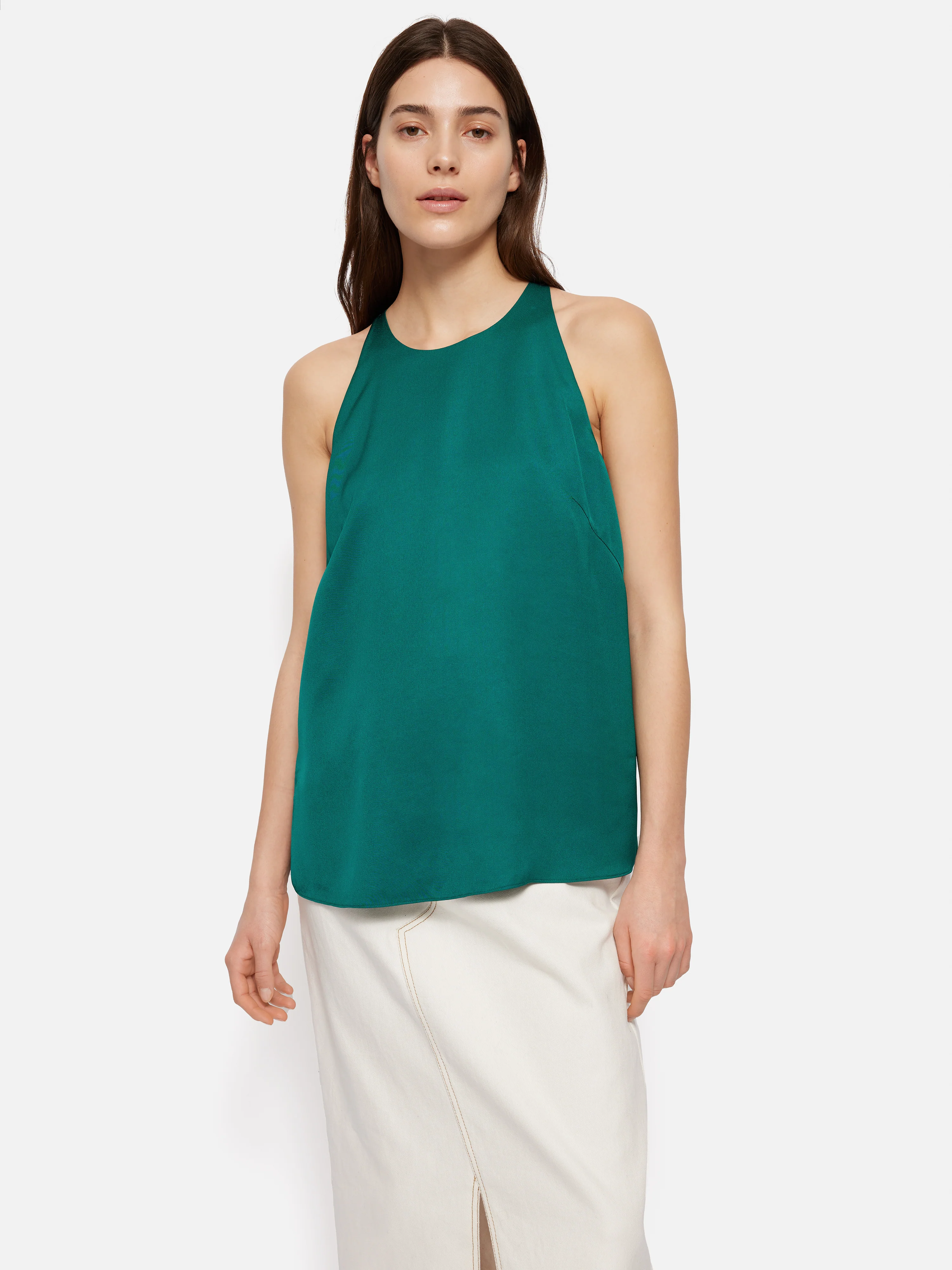 Satin Sleeveless Top | Green - Image 6