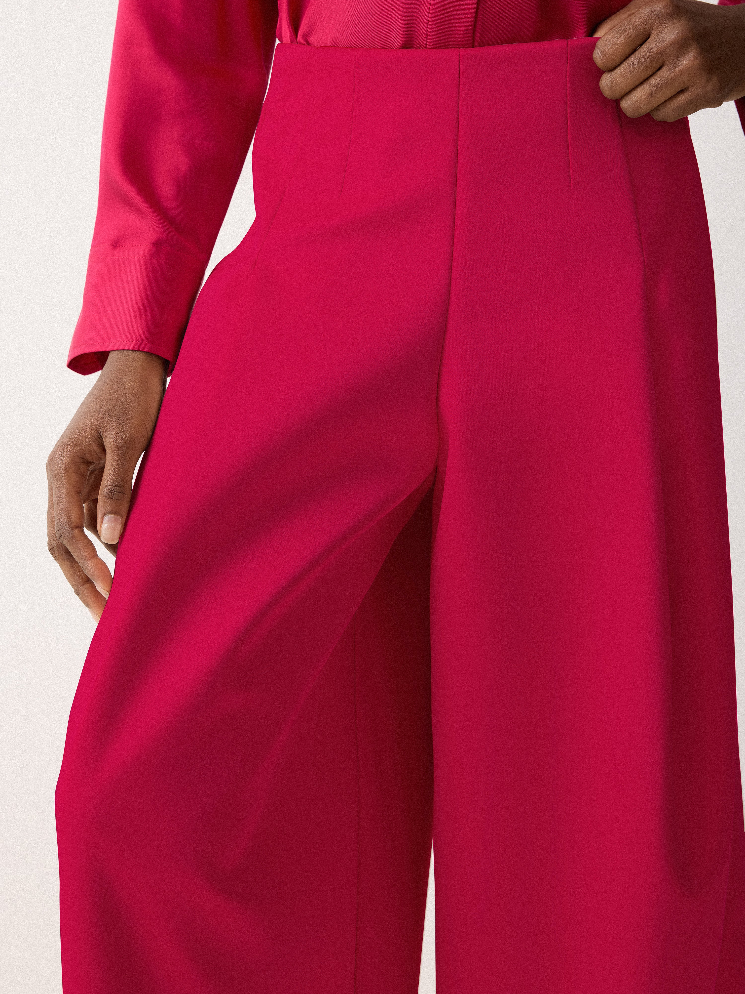 Satin Volume Cropped Trouser | Pink - Image 4