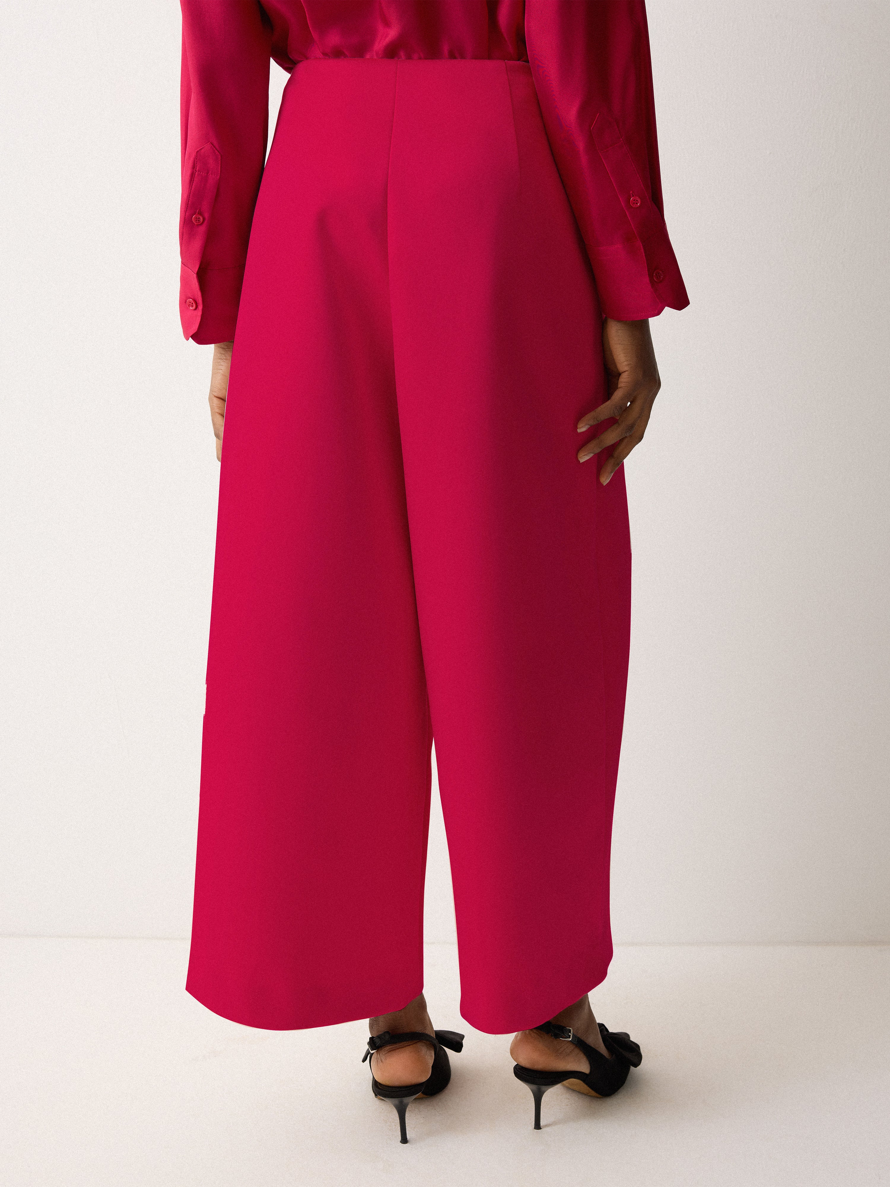 Satin Volume Cropped Trouser | Pink - Image 5
