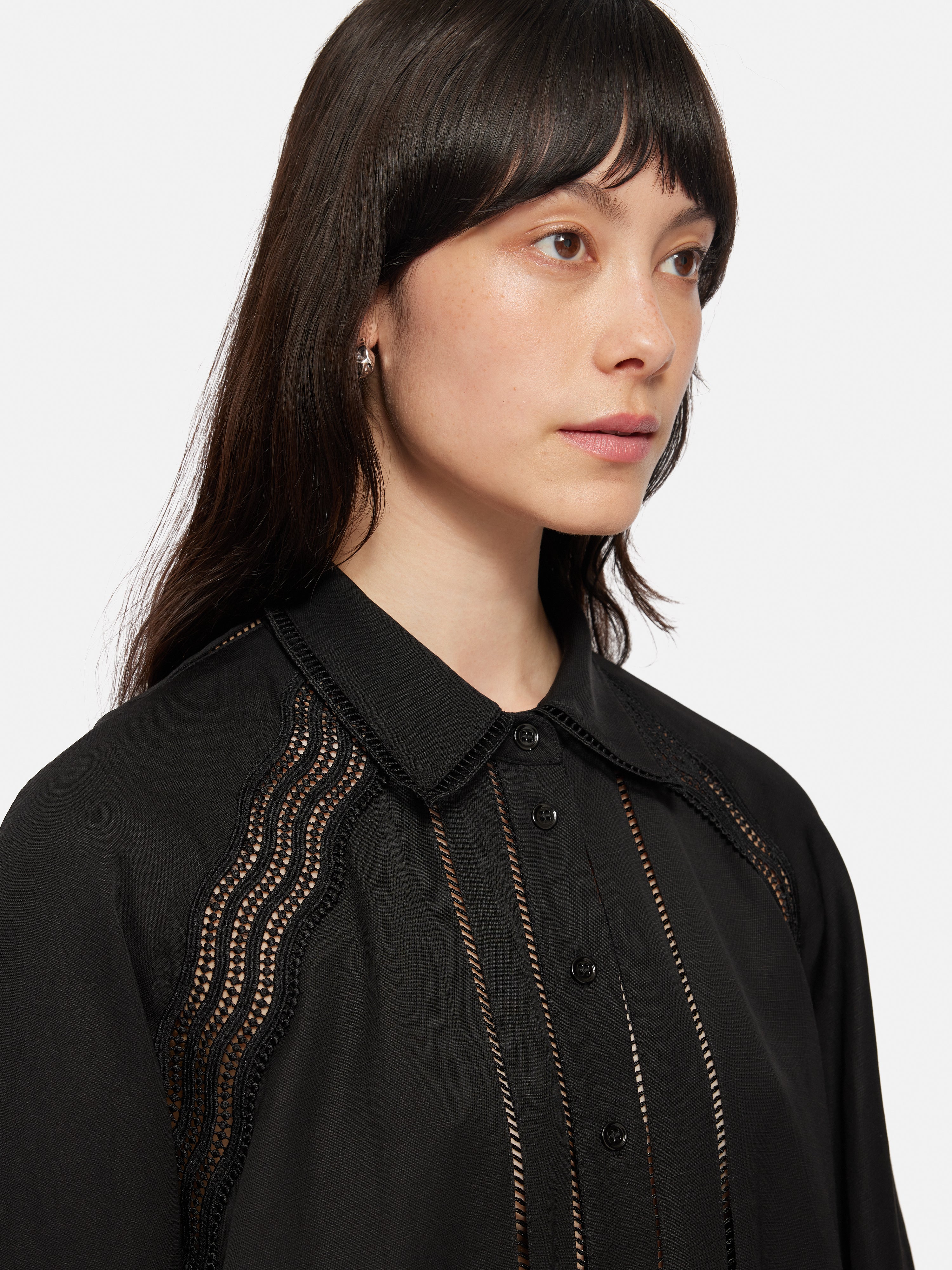 Scallop Trim Shirt | Black - Image 2